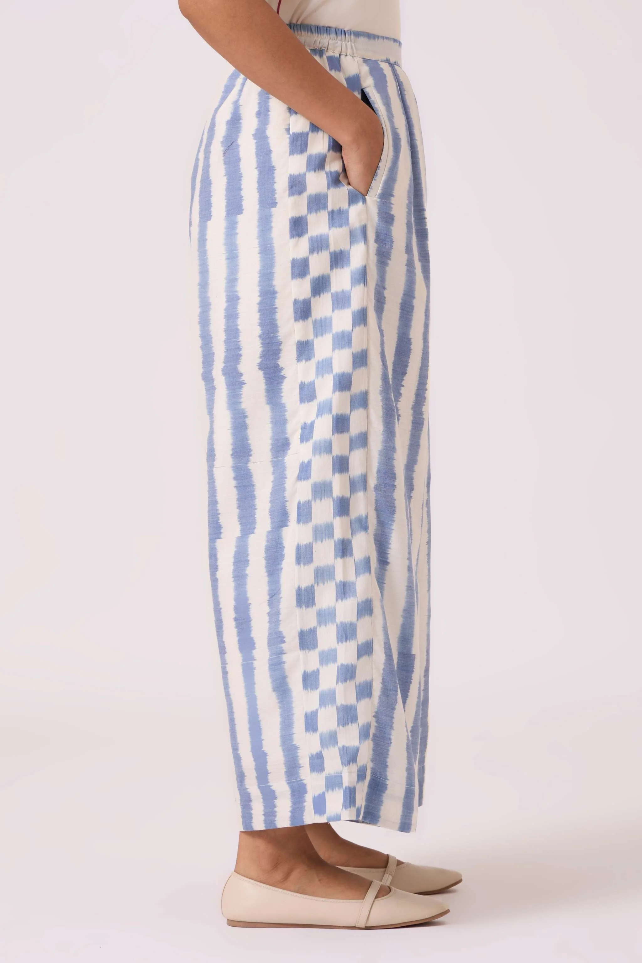 Ivan Blue Striped Ikat Pants - Image 7