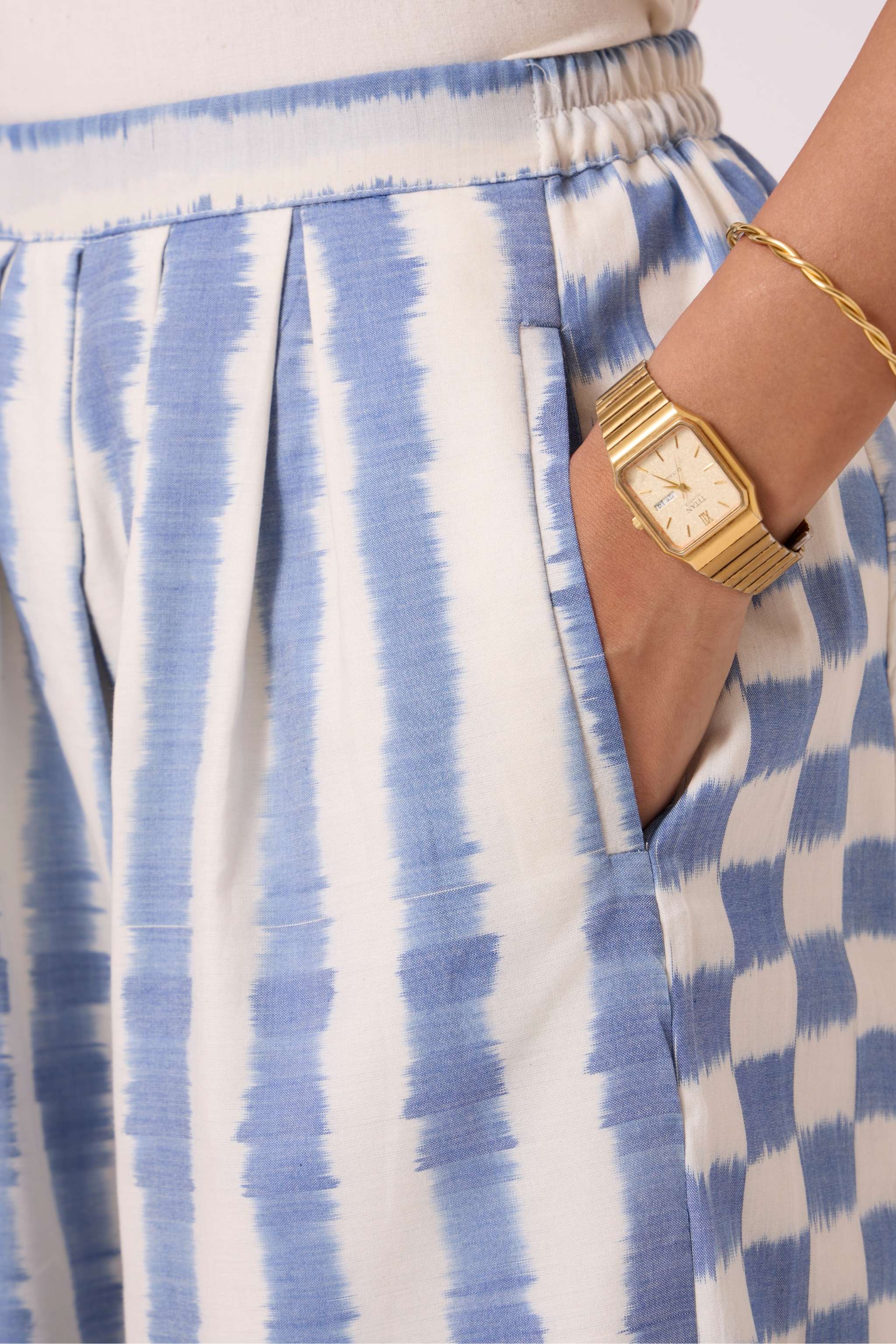 Ivan Blue Striped Ikat Pants - Image 8