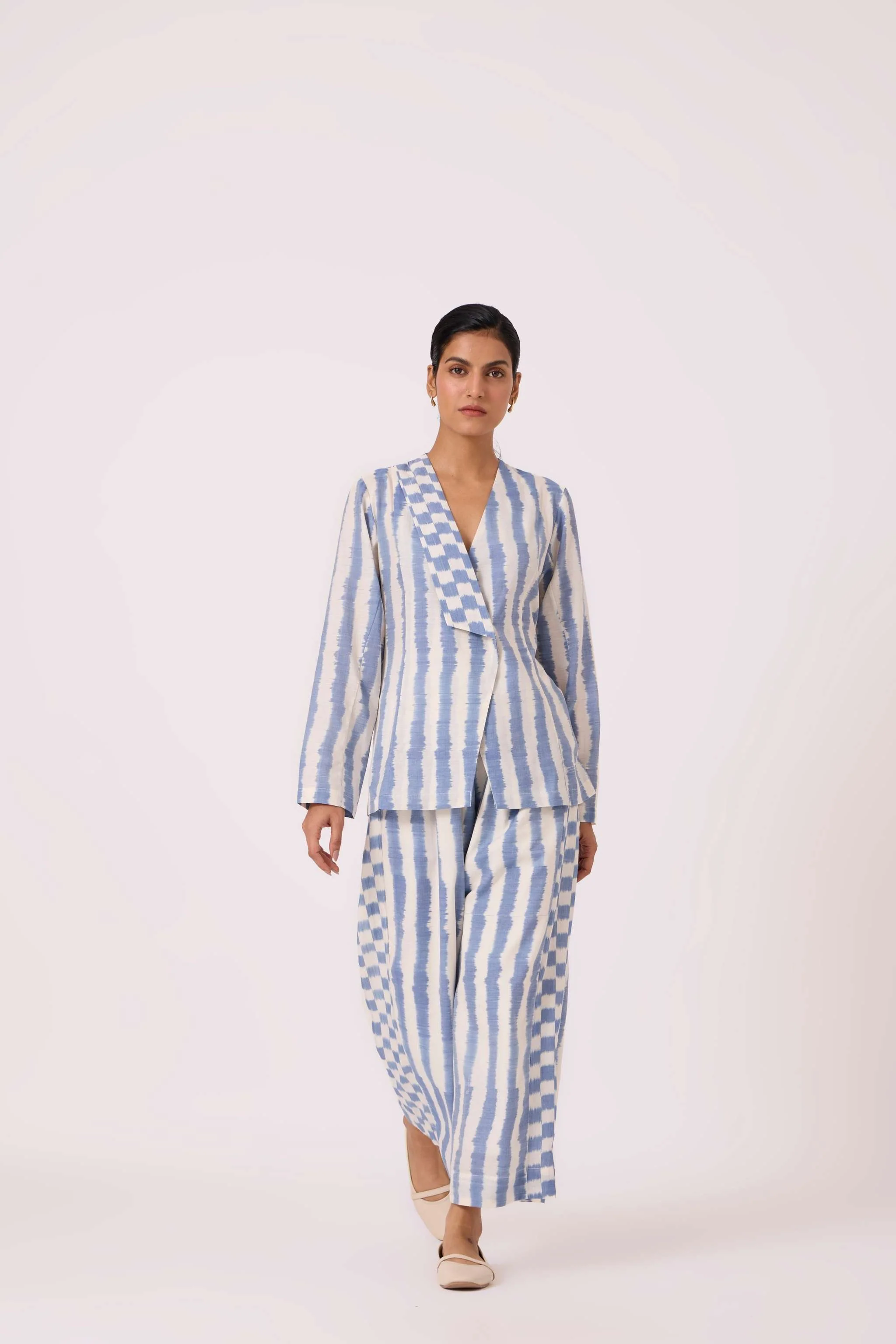 Ivan Blue Striped Ikat Pants - Image 9