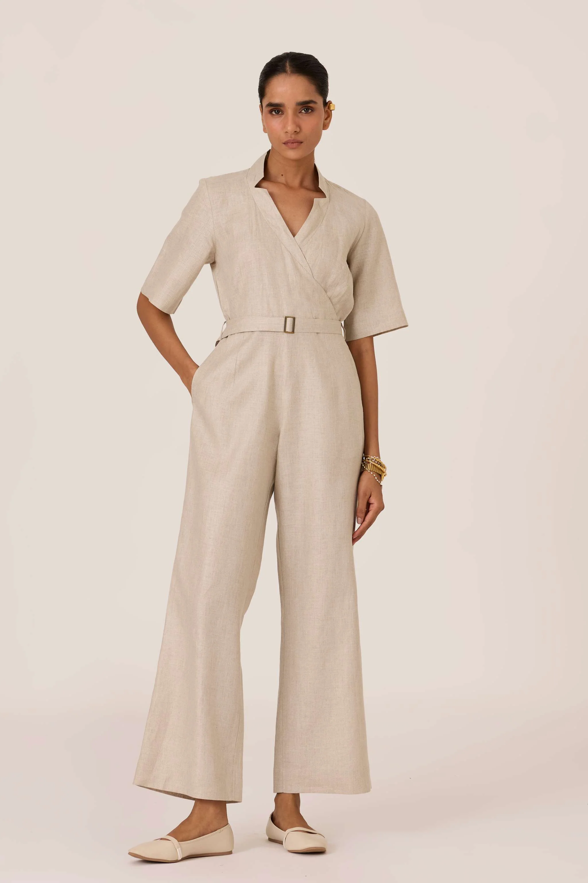 Jos Beige Linen Jumpsuit - Image 2