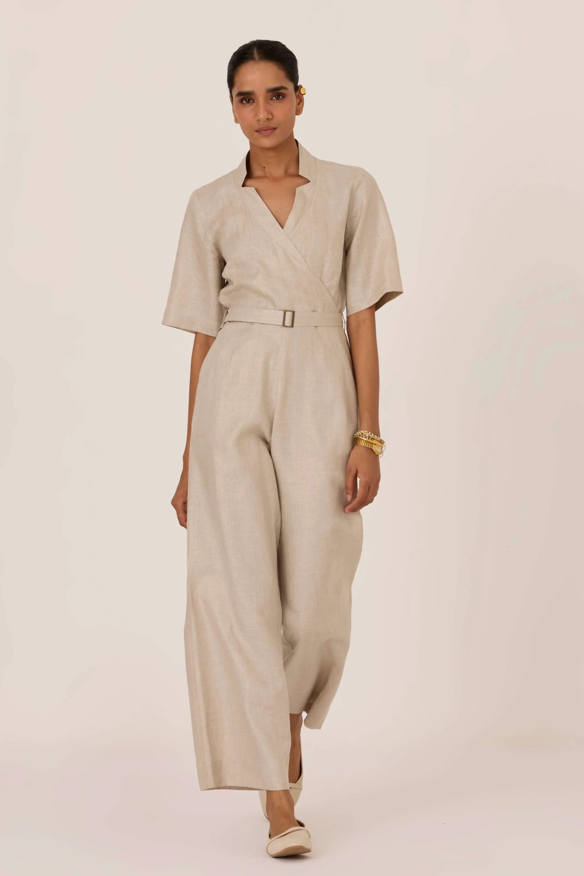 Jos Beige Linen Jumpsuit - Image 4