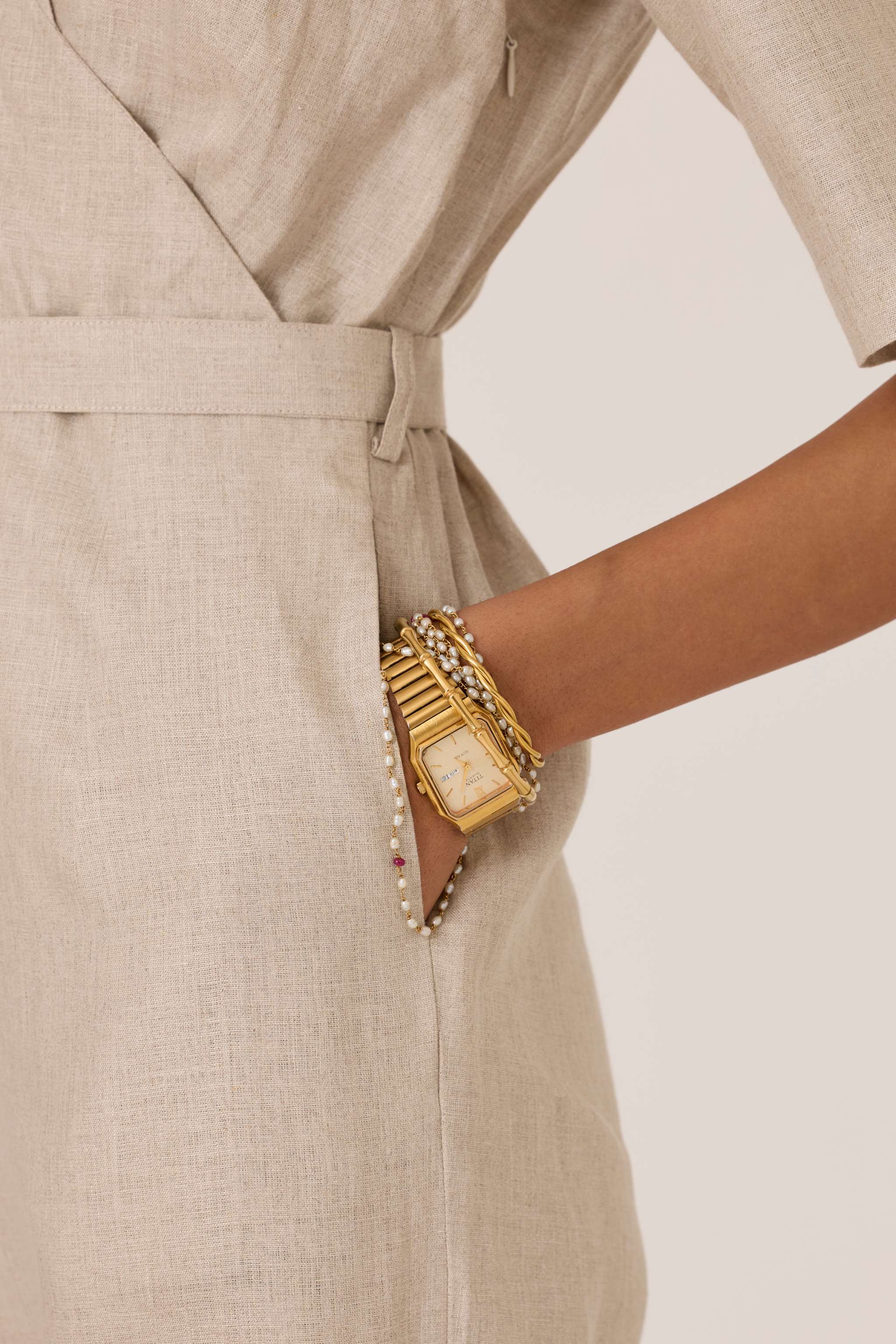 Jos Beige Linen Jumpsuit - Image 7