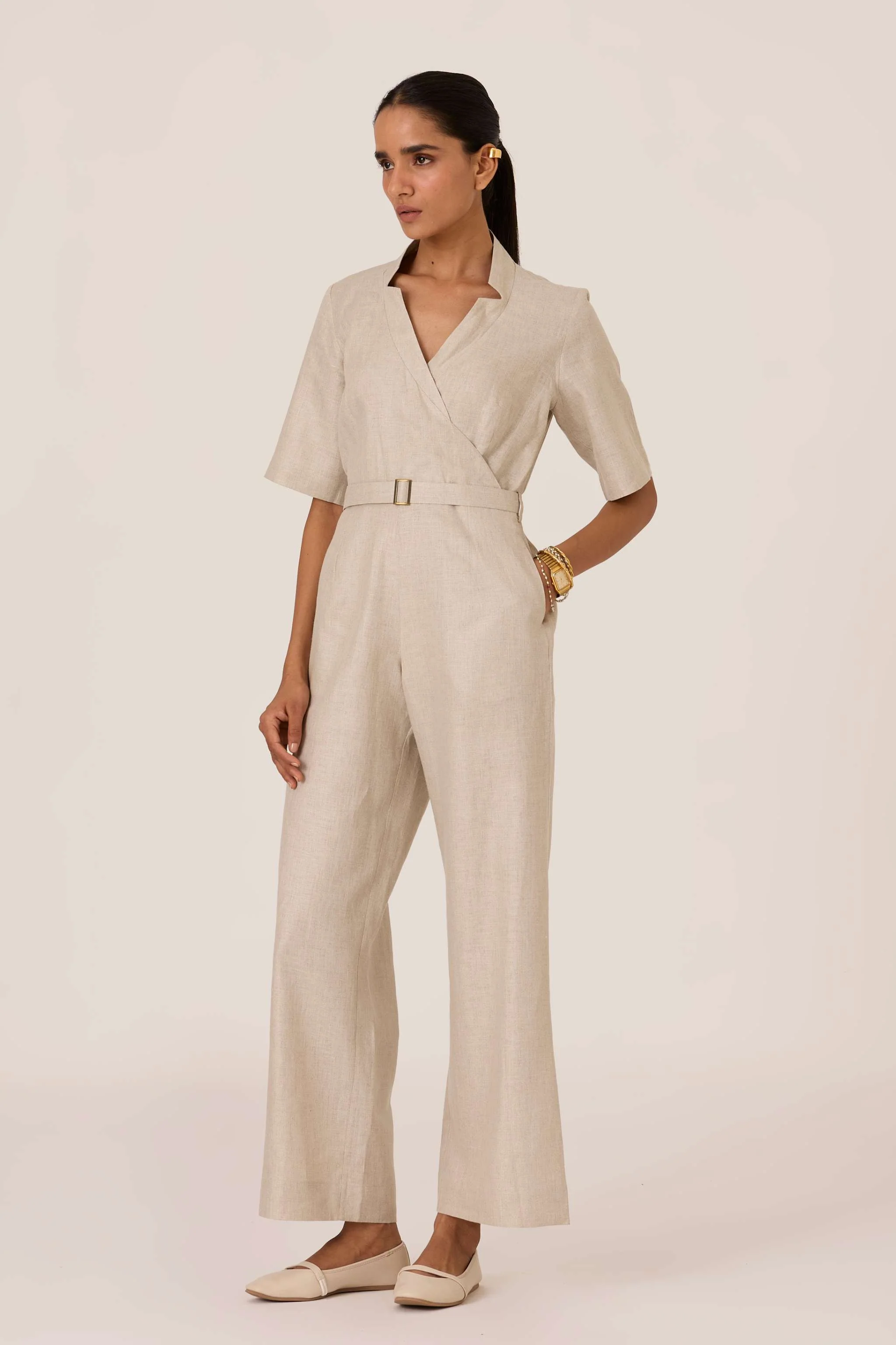 Jos Beige Linen Jumpsuit - Image 8