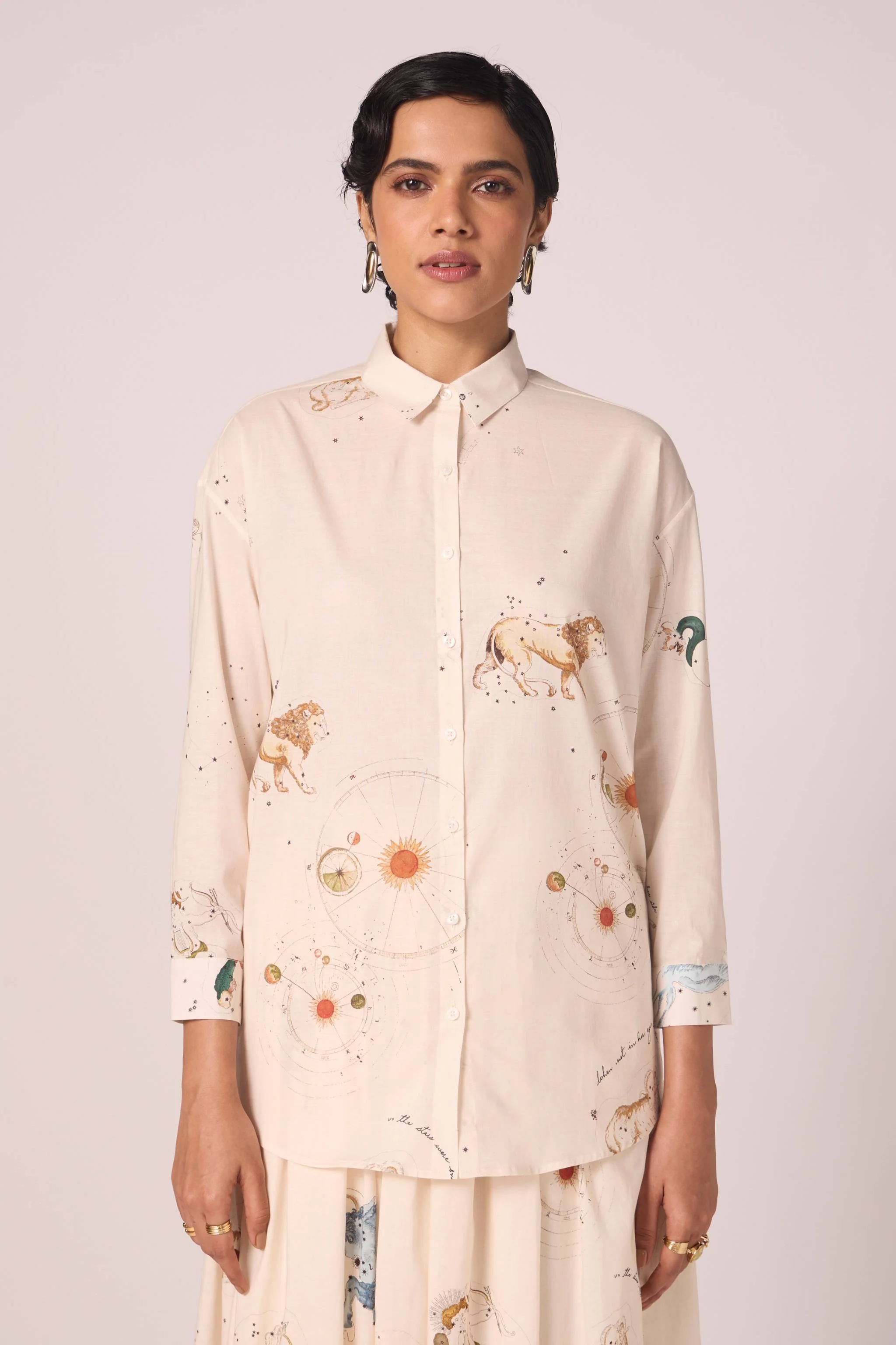 Joyce Zodiac Print Cotton Shirt