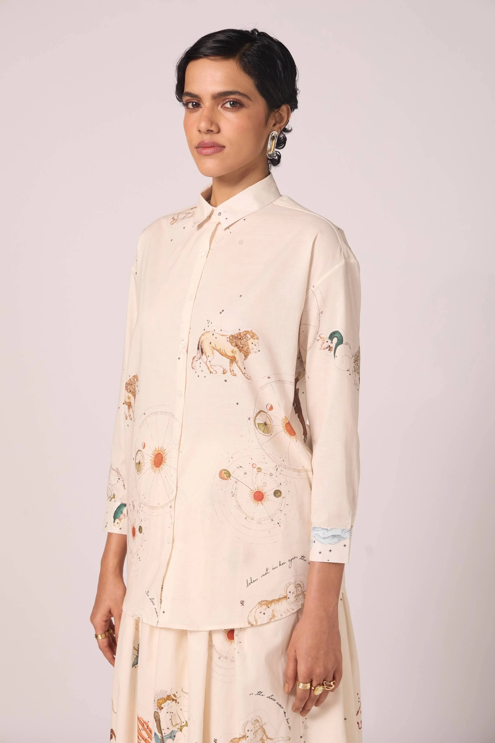 Joyce Zodiac Print Cotton Shirt - Image 2