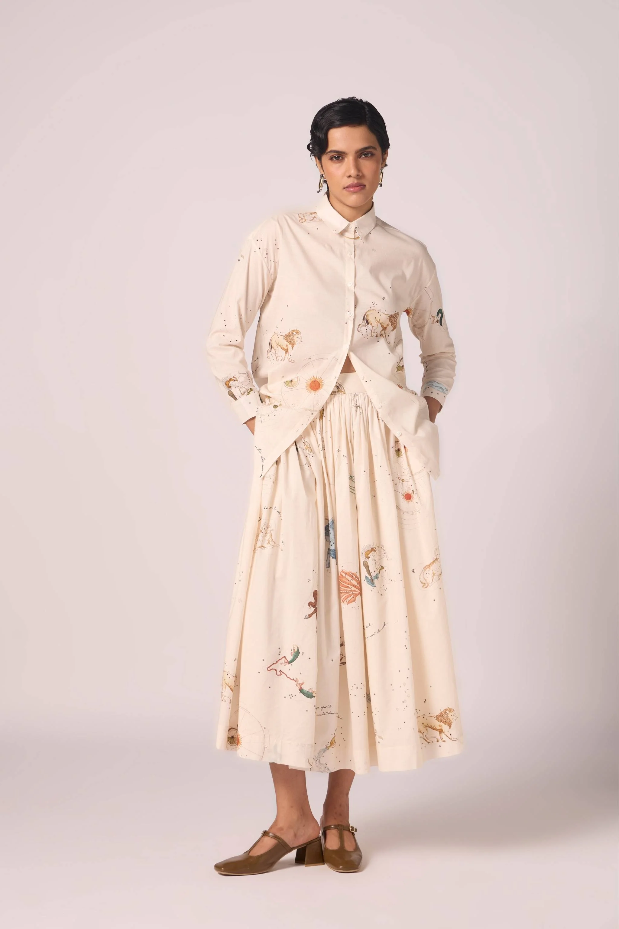 Joyce Zodiac Print Cotton Shirt - Image 9