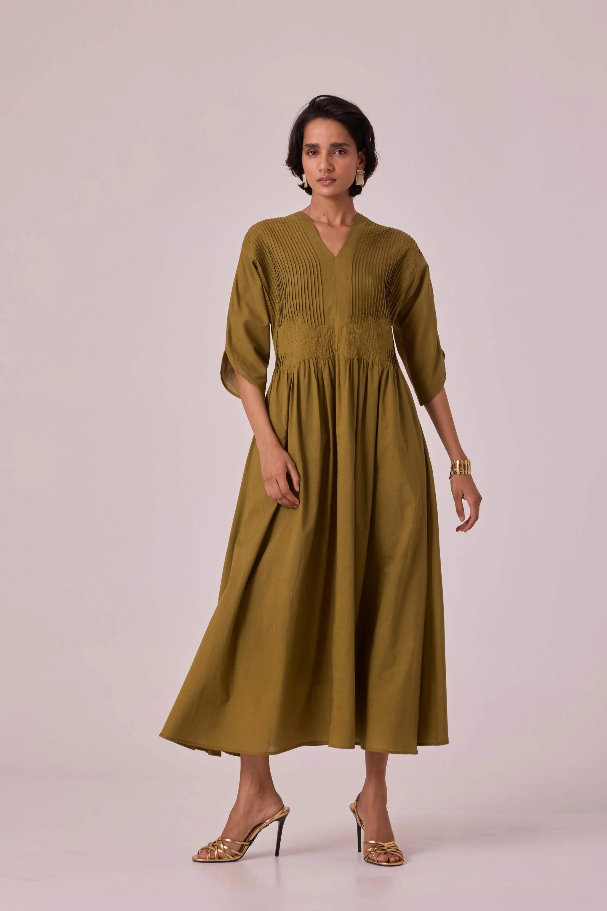 Kamil Olive Embroidered Maxi Dress - Image 10