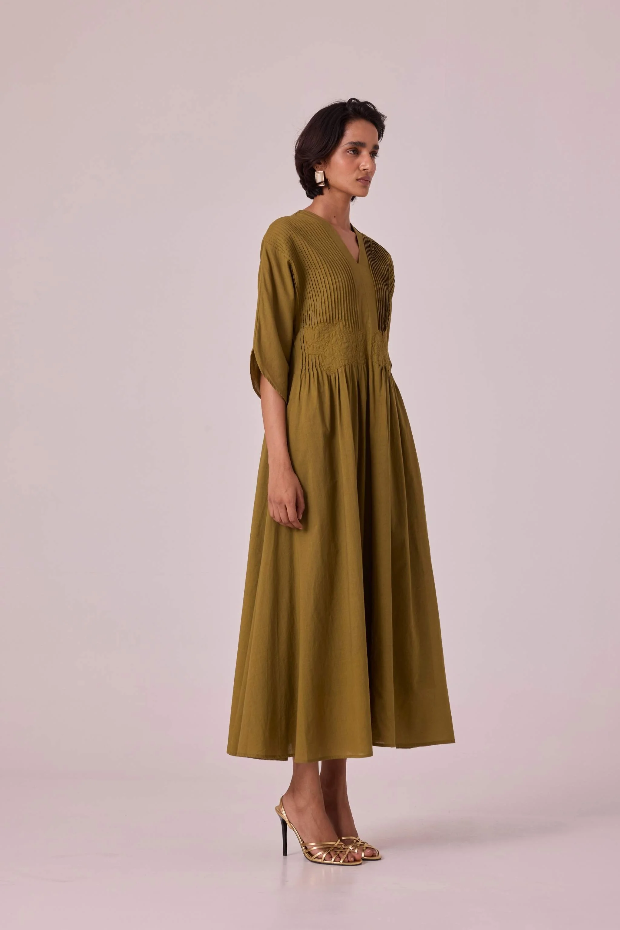 Kamil Olive Embroidered Maxi Dress - Image 2