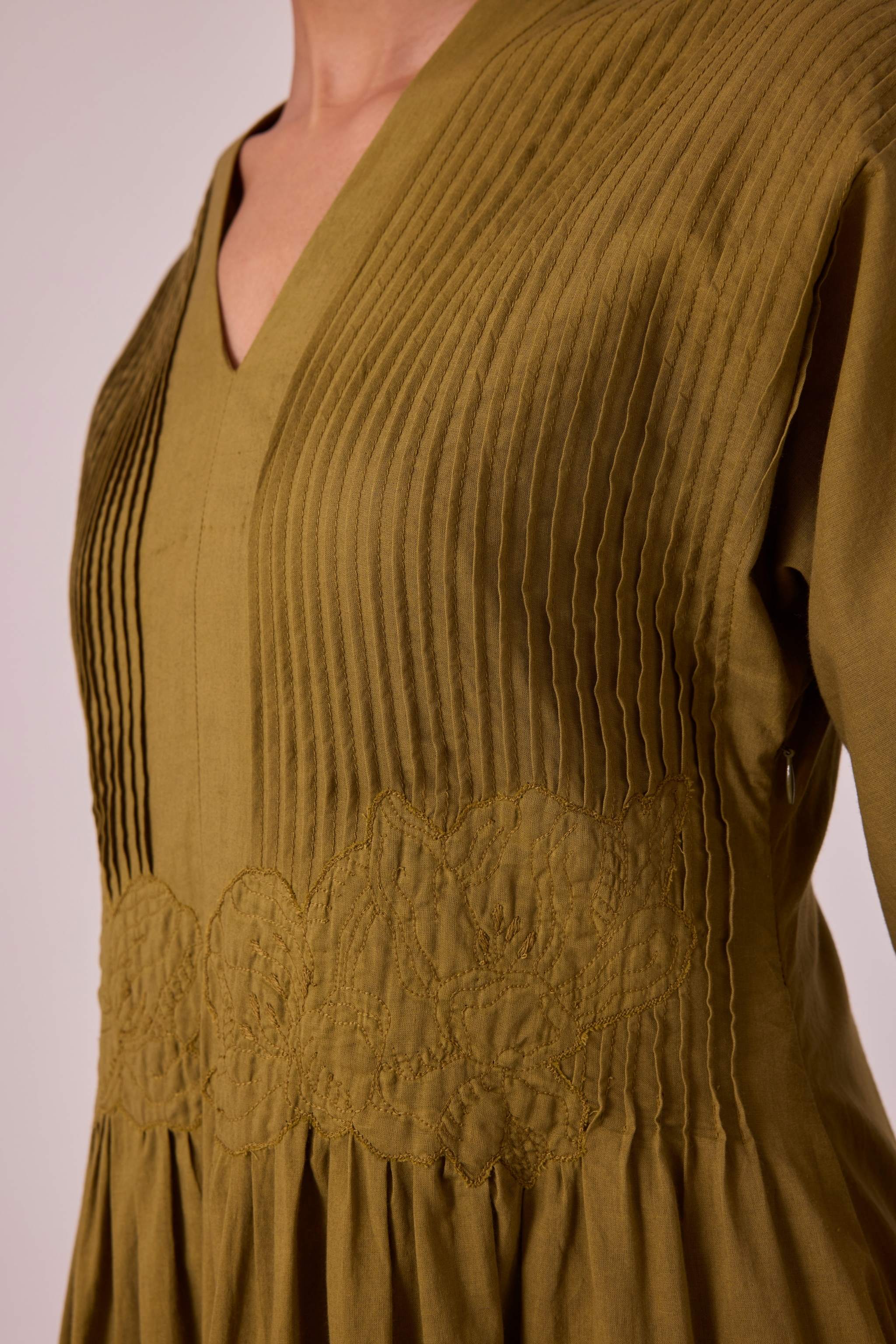 Kamil Olive Embroidered Maxi Dress - Image 6