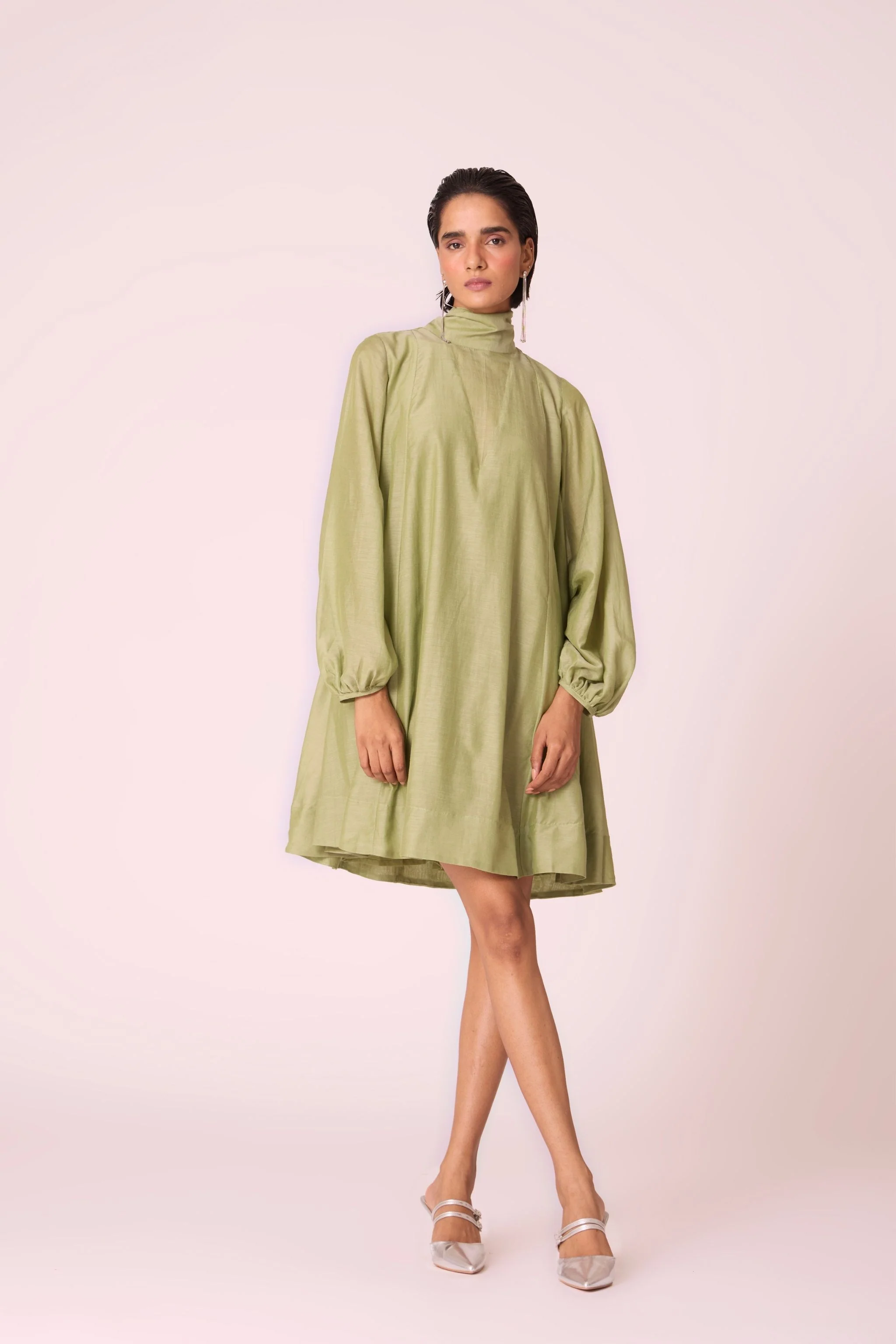 Klyuch Green Panelled Dress - Image 12