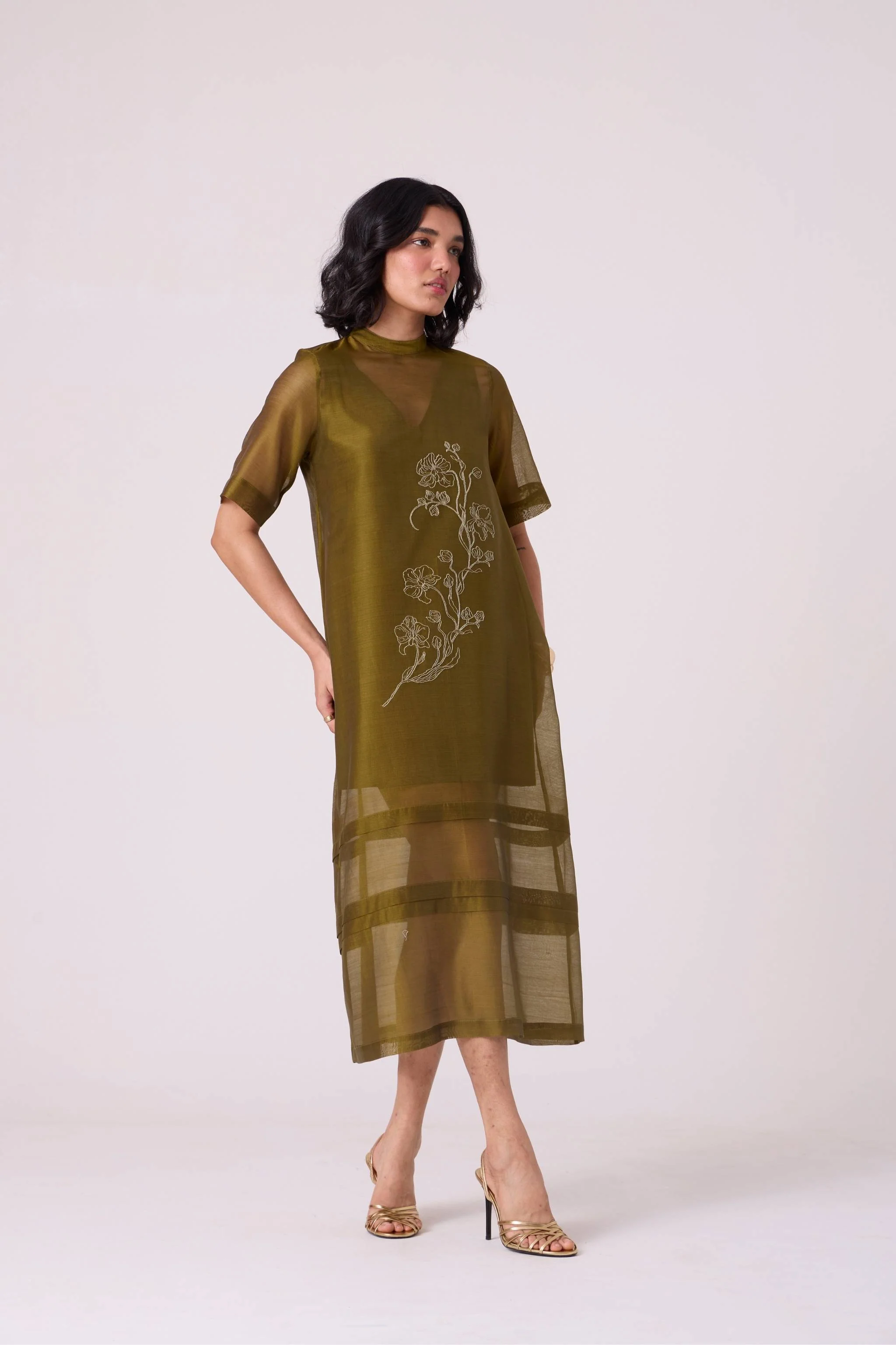 Larisa Green Handwoven Shift Dress - Image 10