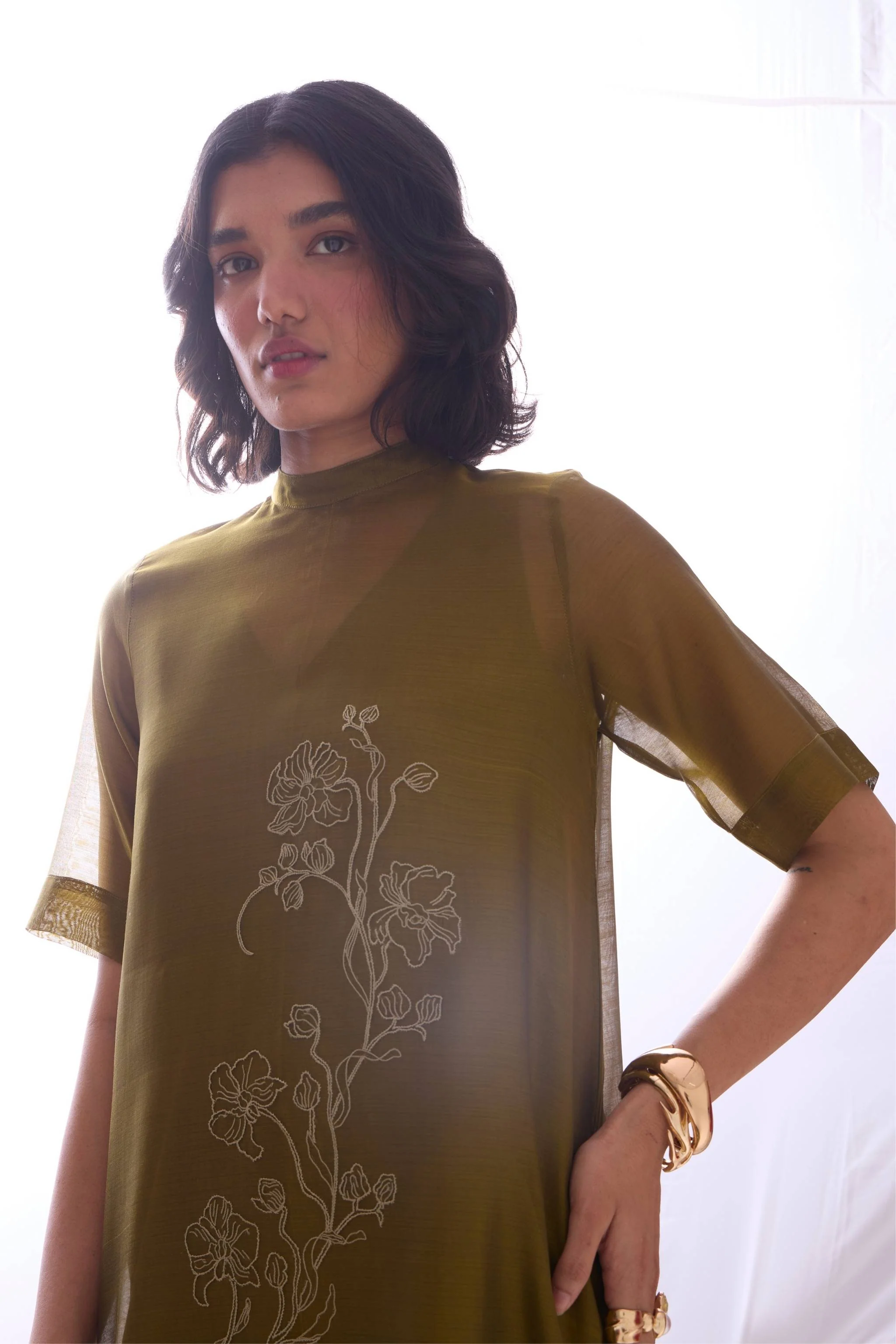 Larisa Green Handwoven Shift Dress - Image 15