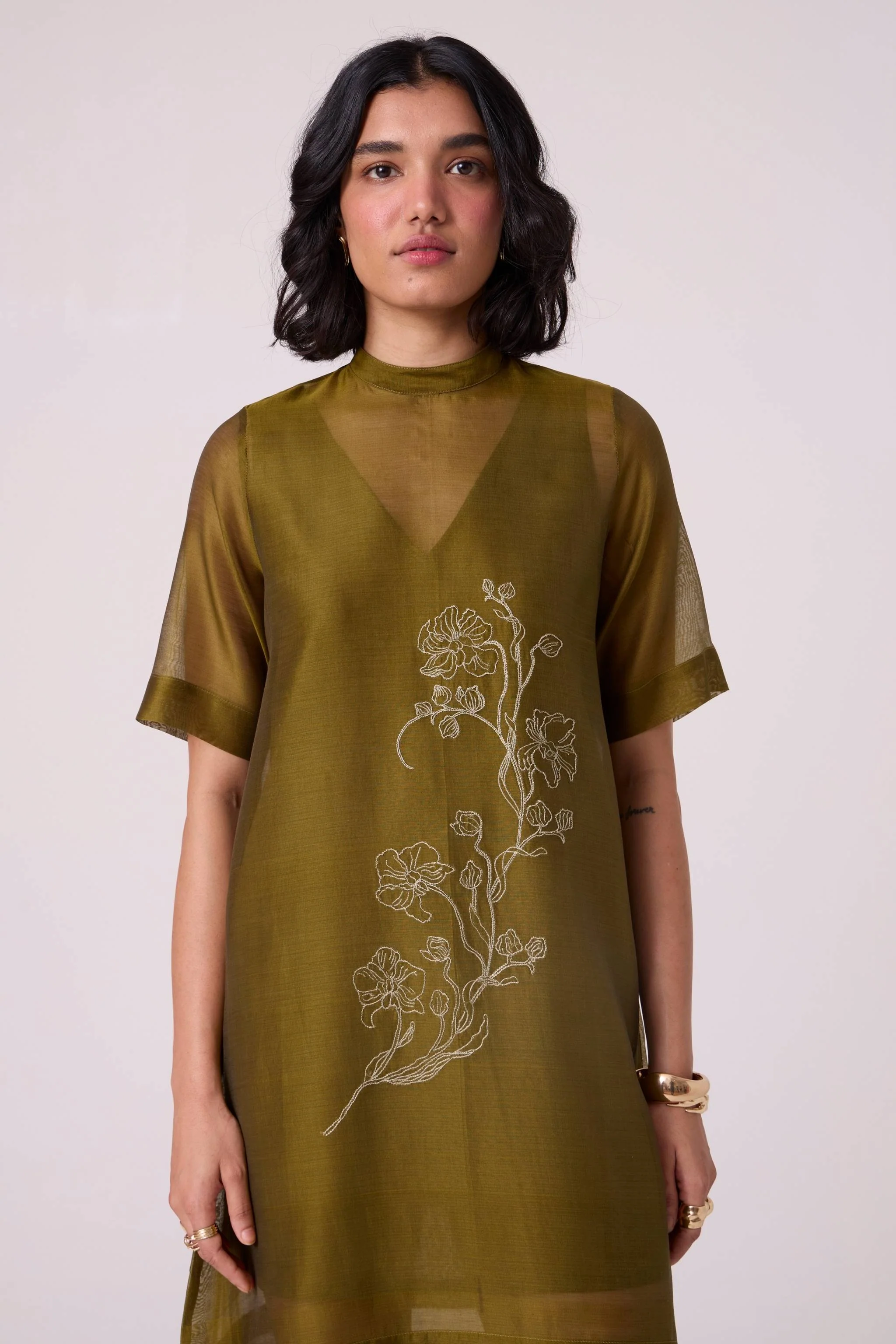 Larisa Green Handwoven Shift Dress - Image 4