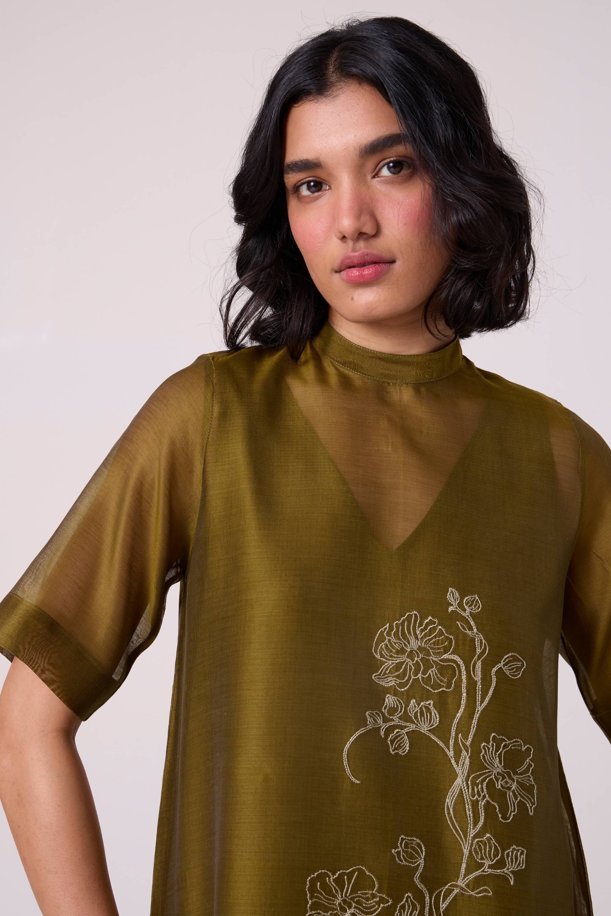 Larisa Green Handwoven Shift Dress - Image 7