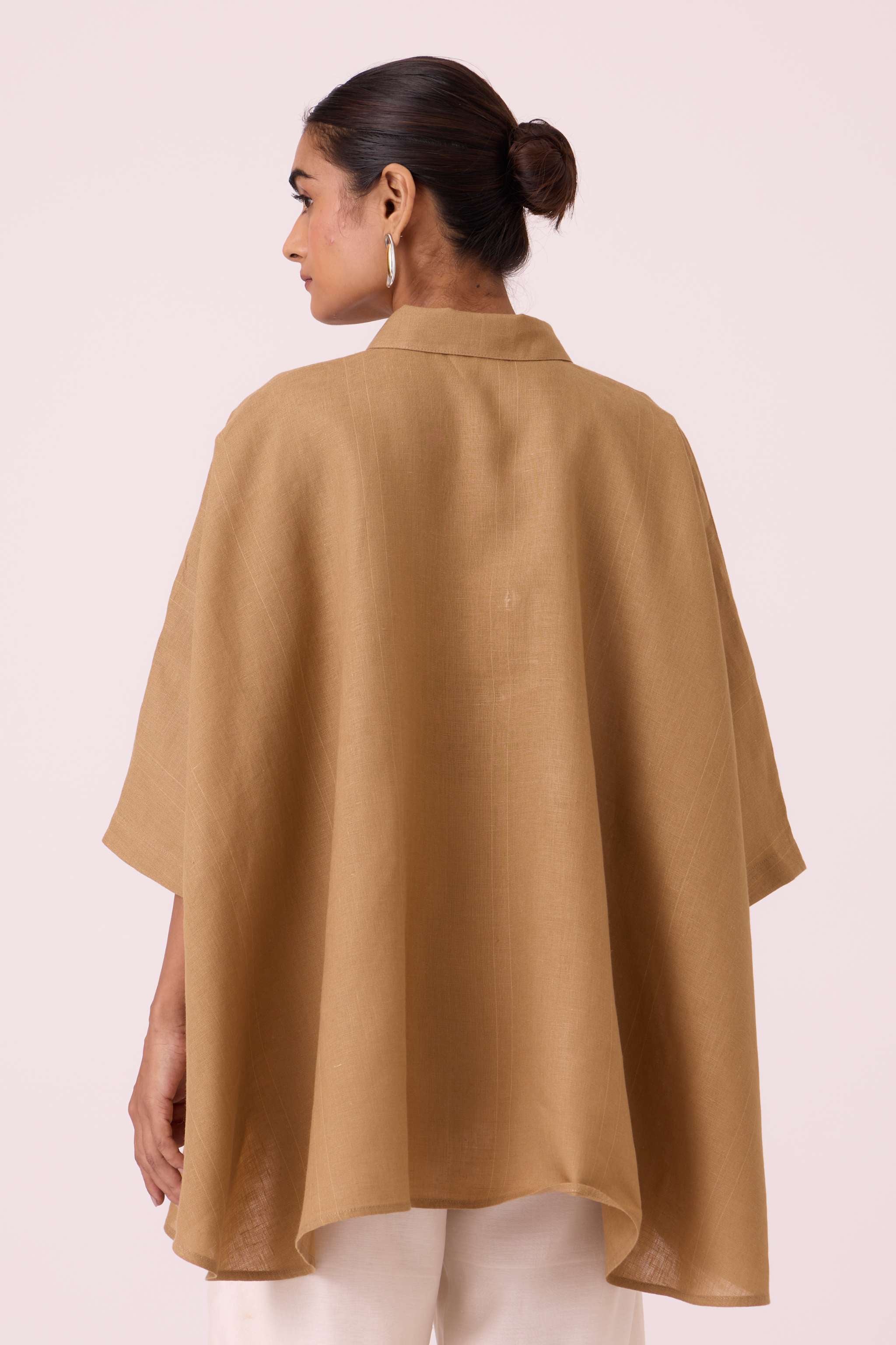 Liberty Tan Linen Cape Top - Image 11