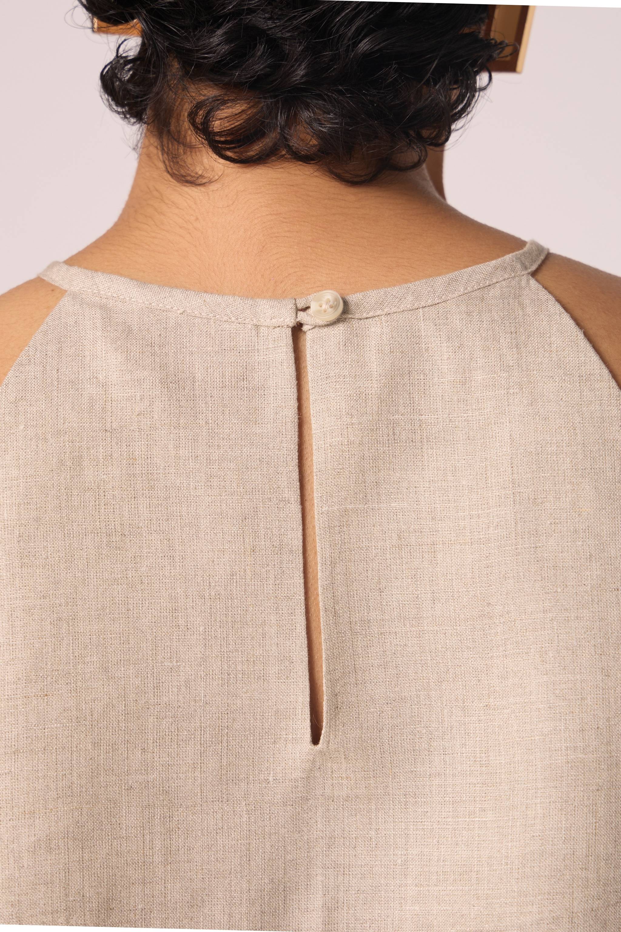 Maarah Beige Linen Halter Top - Image 12