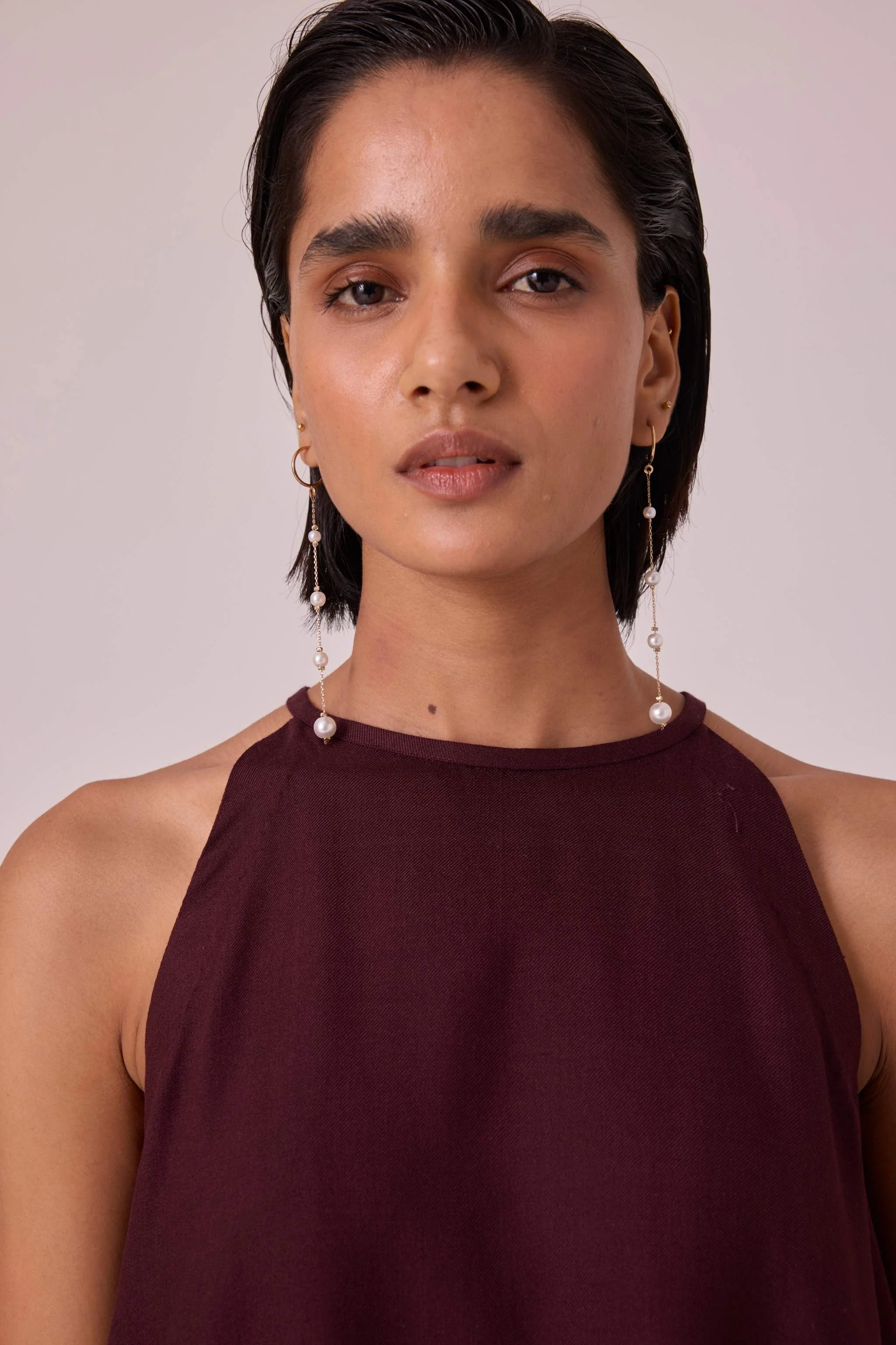 Maarah Wine Silk Halter Top - Image 5
