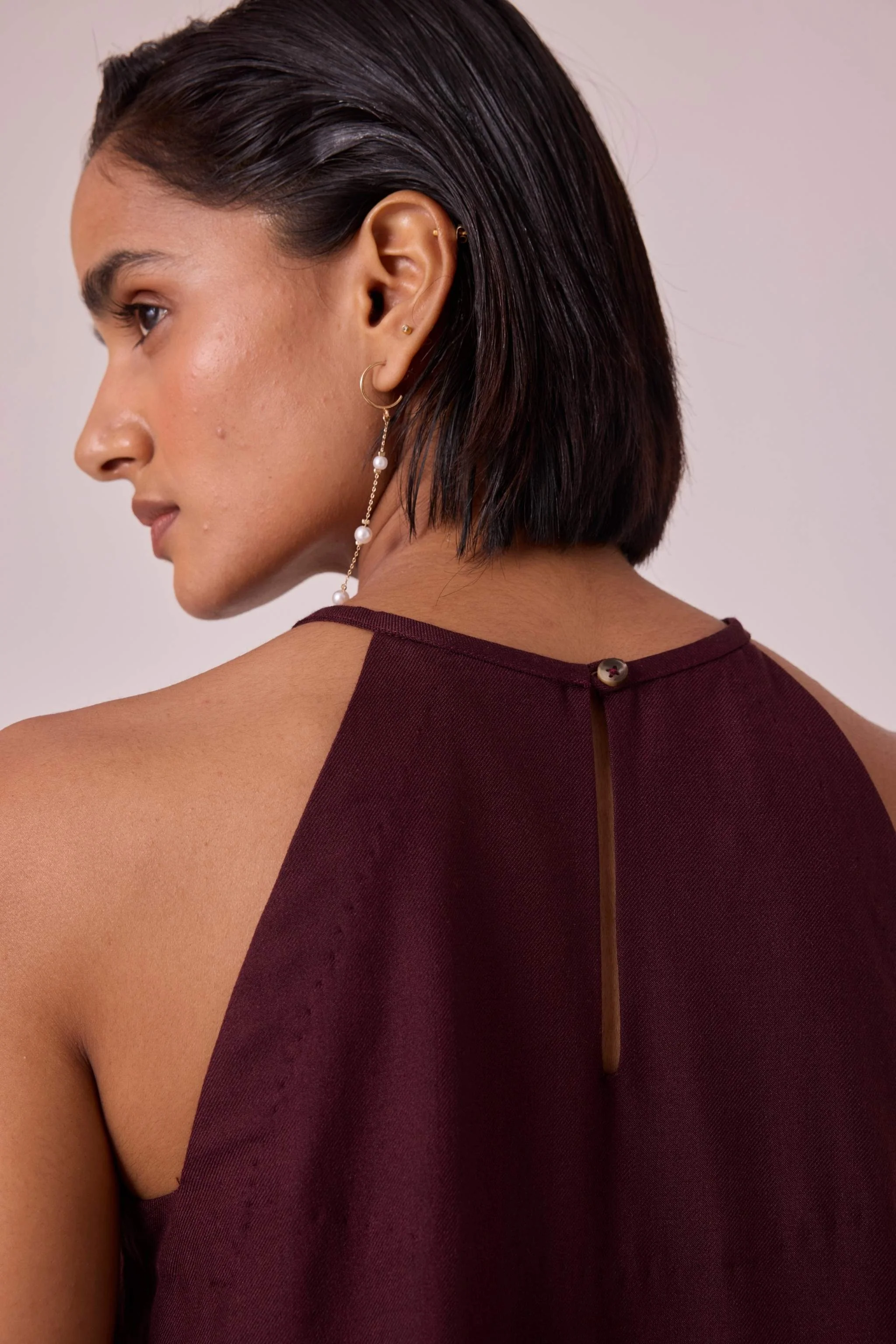 Maarah Wine Silk Halter Top - Image 7