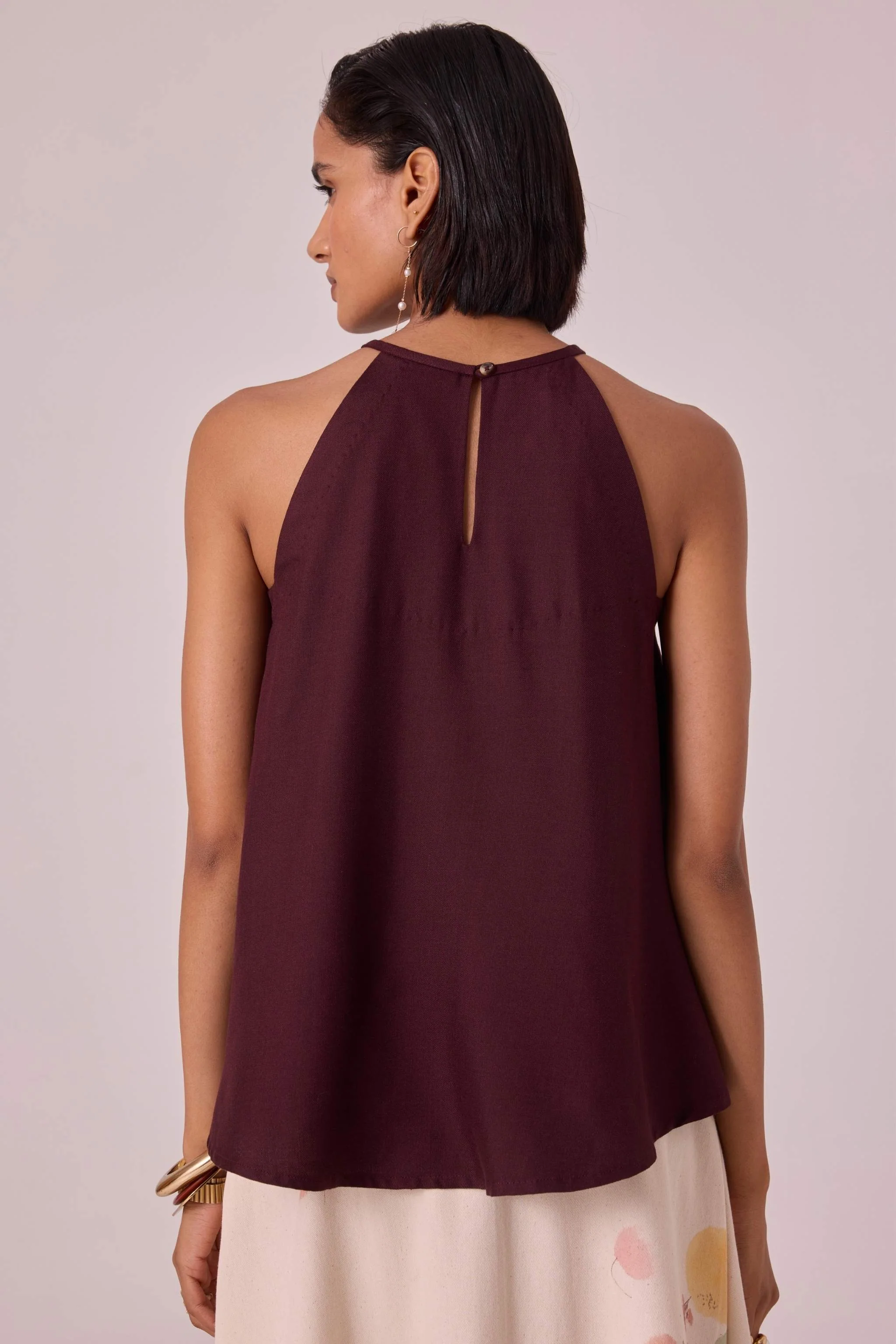 Maarah Wine Silk Halter Top - Image 8