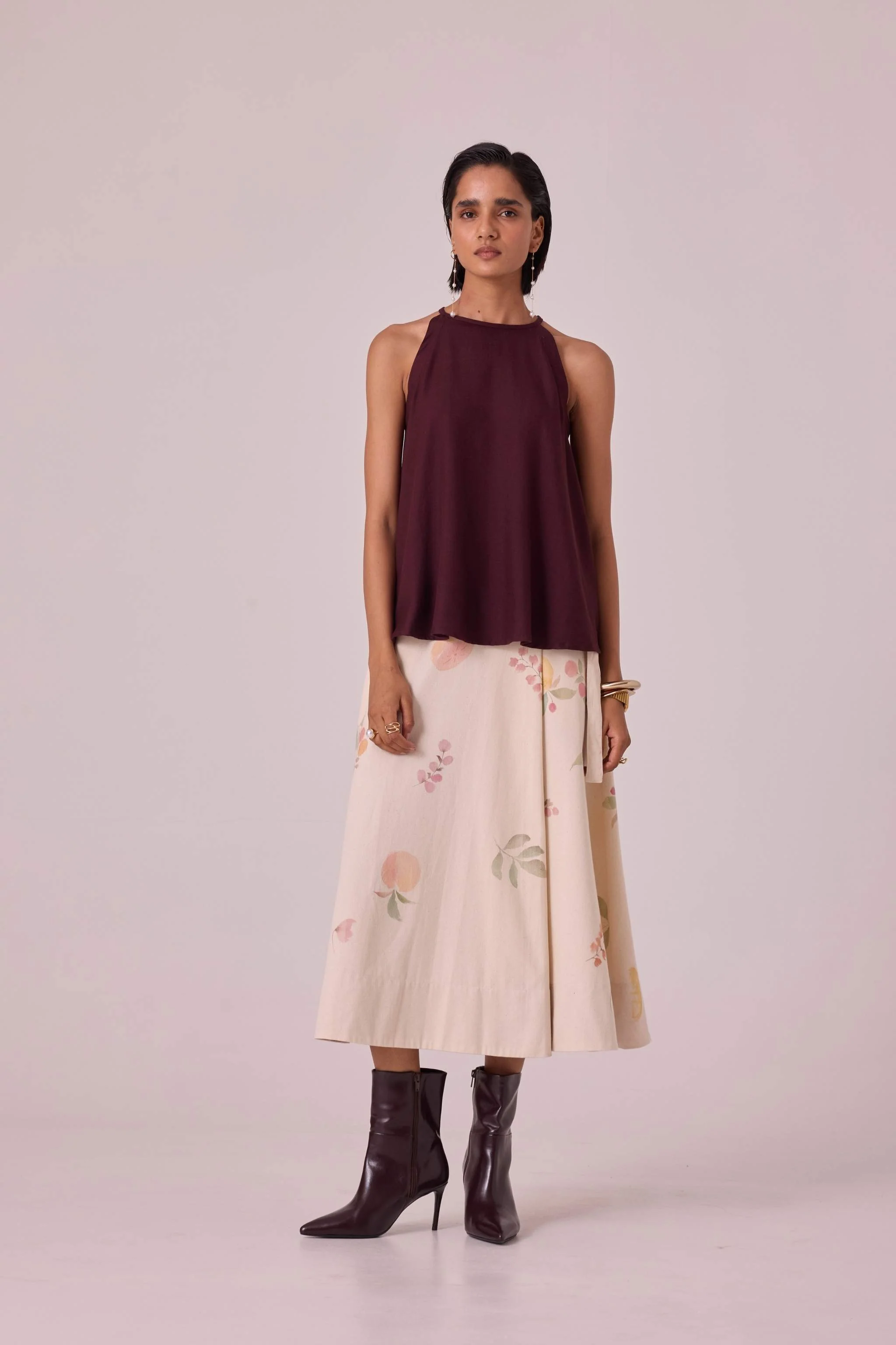 Maarah Wine Silk Halter Top - Image 9