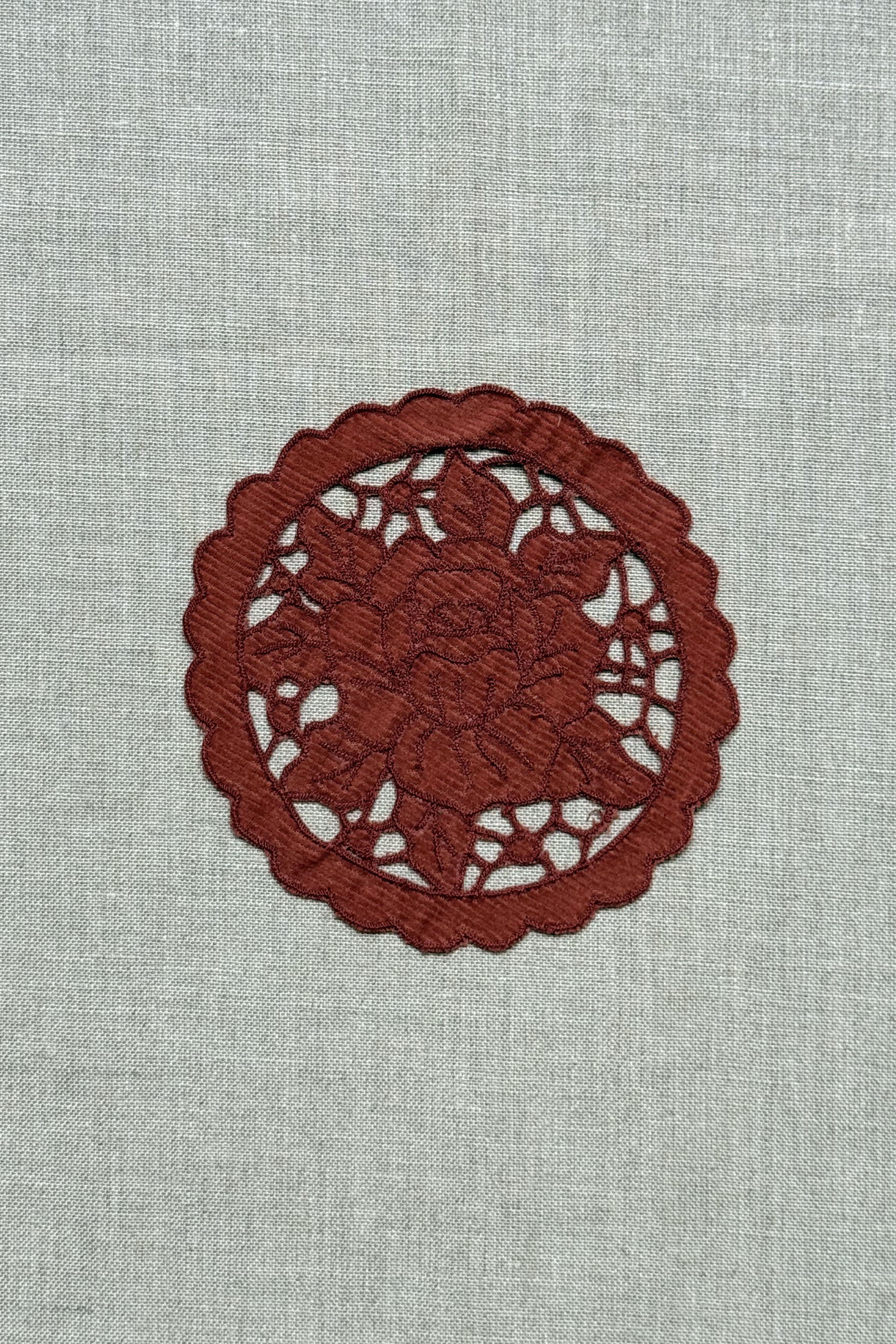 Maroon Cutwork Corduroy Coasters - Set of 2 - Image 4