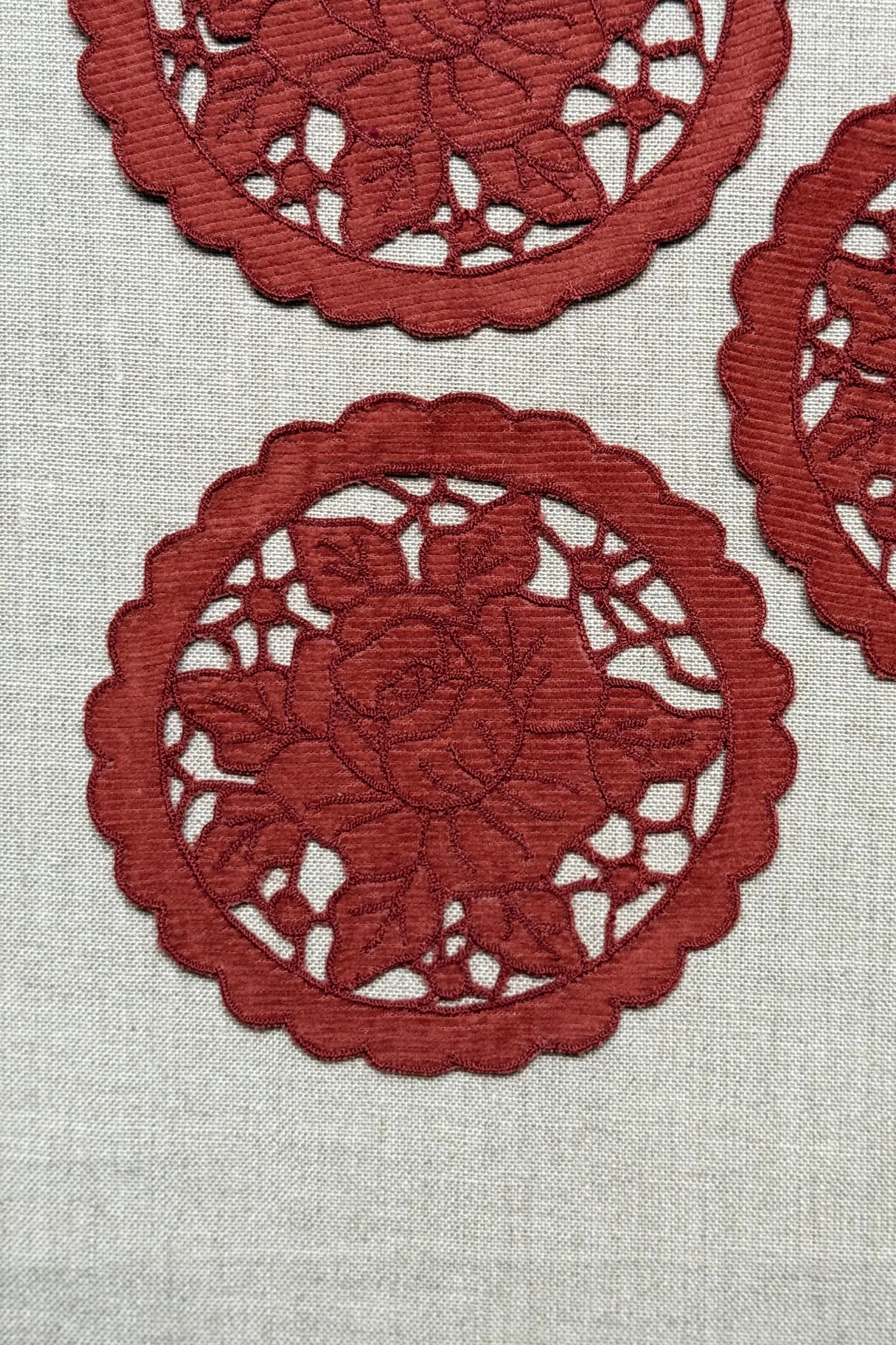 Maroon Cutwork Corduroy Coasters - Set of 2 - Image 6