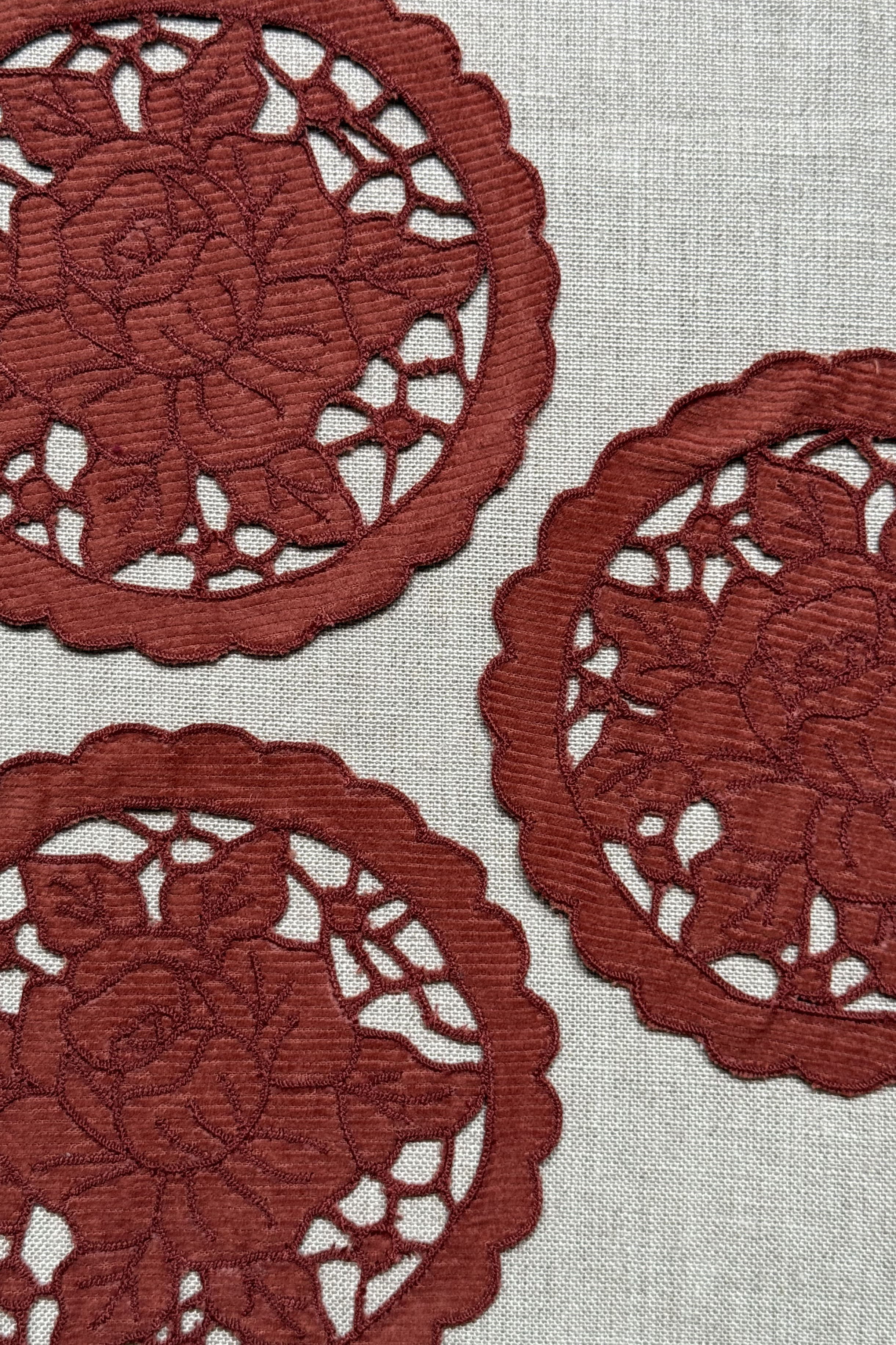 Maroon Cutwork Corduroy Coasters - Set of 2 - Image 7