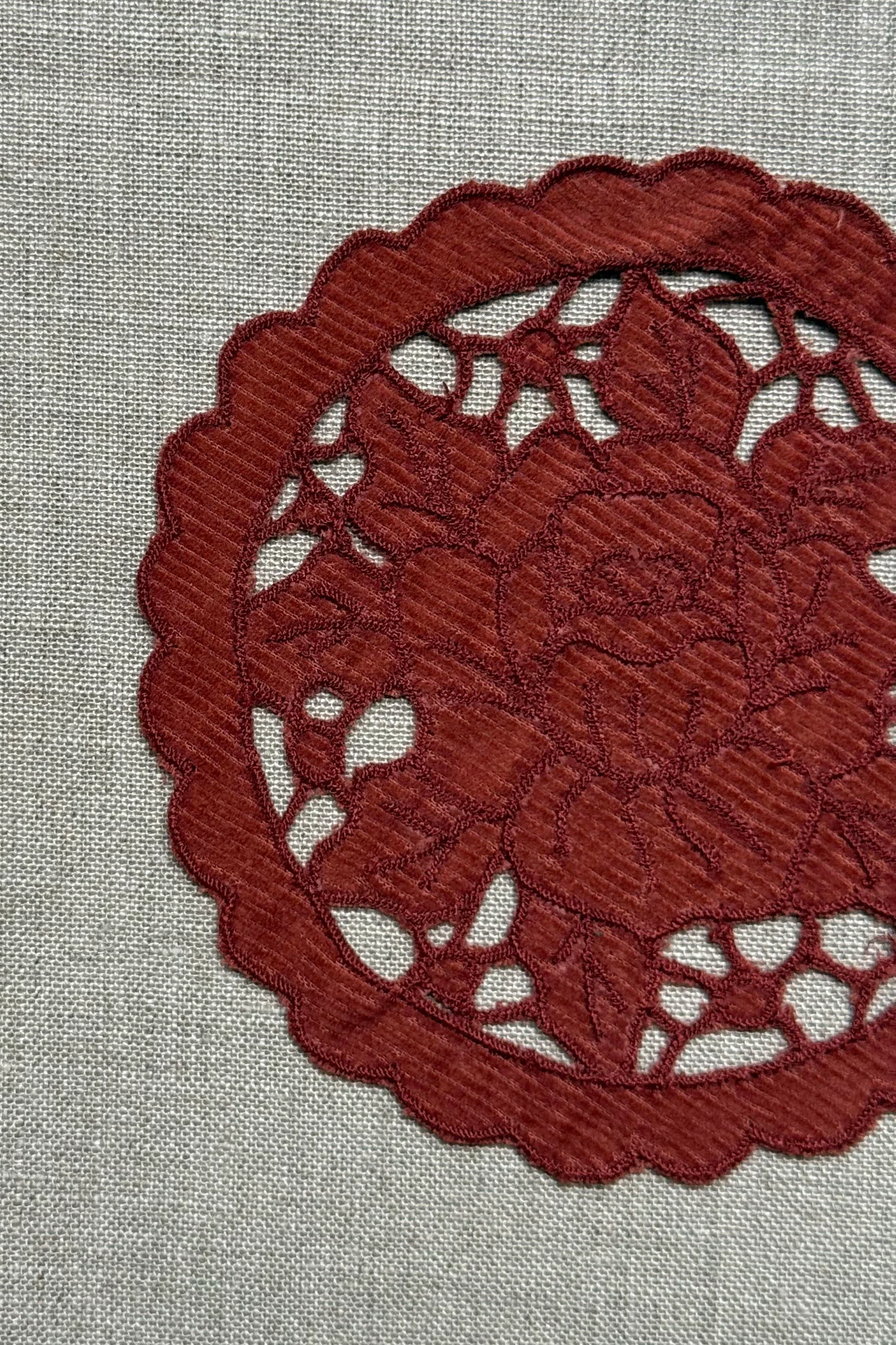 Maroon Cutwork Corduroy Coasters - Set of 2 - Image 8