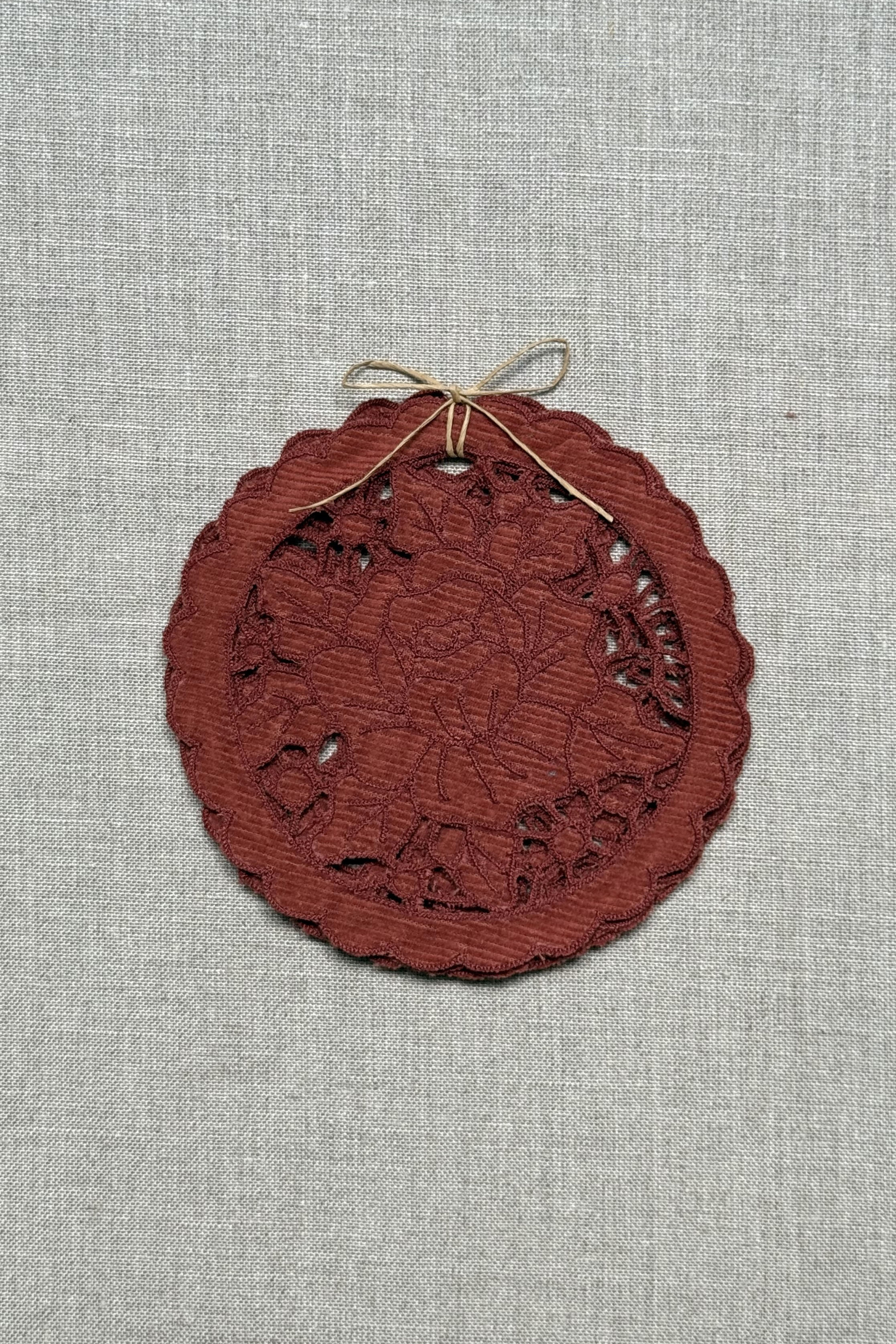 Maroon Cutwork Corduroy Coasters - Set of 2 - Image 9
