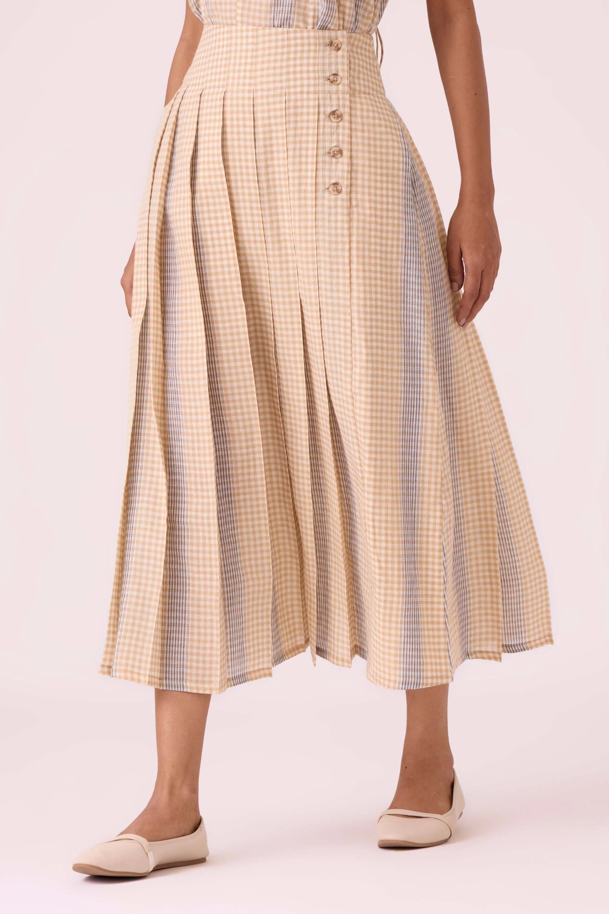 Mikhail Beige Handwoven Skirt - Image 2