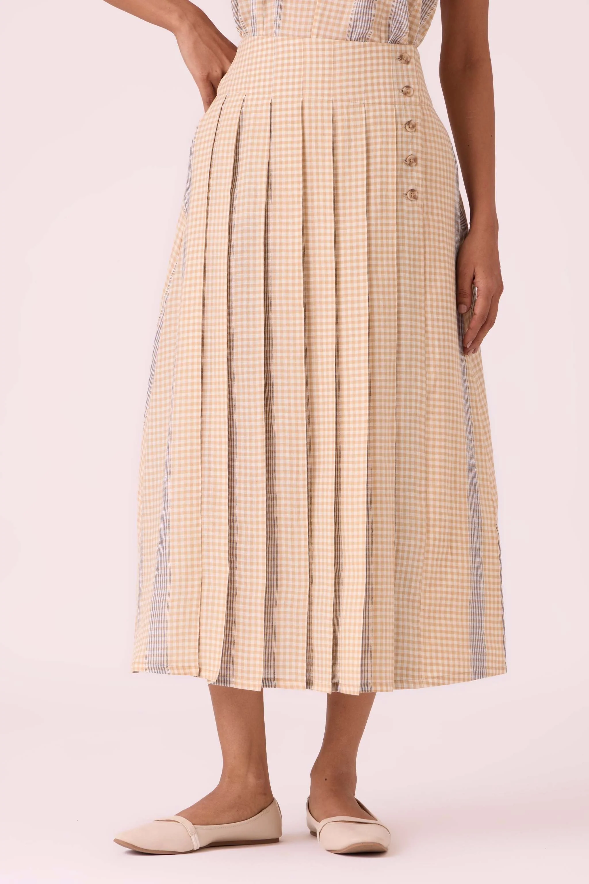 Mikhail Beige Handwoven Skirt - Image 4