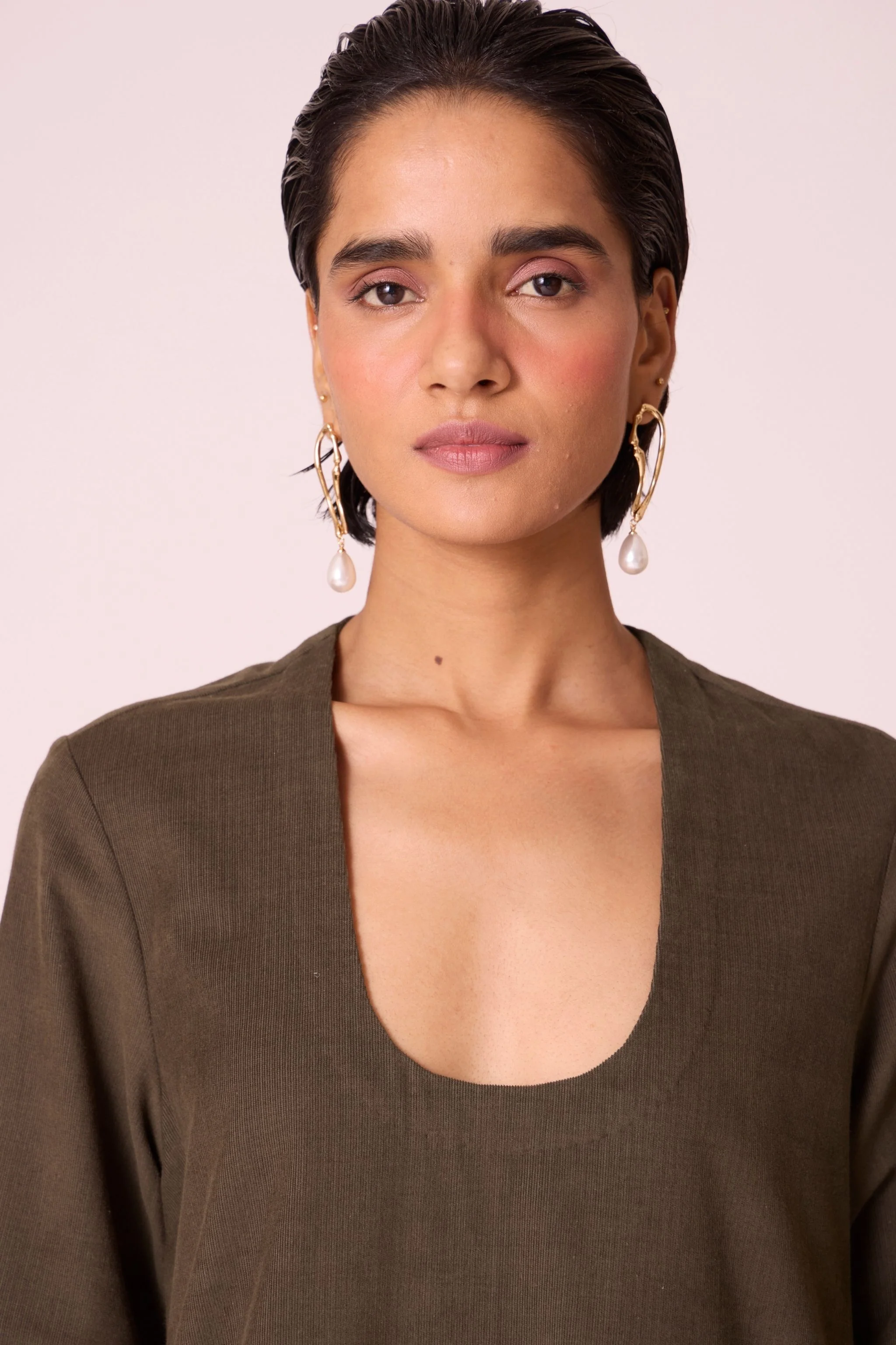 Mir Olive Needlecord Embroidered Dress - Image 5