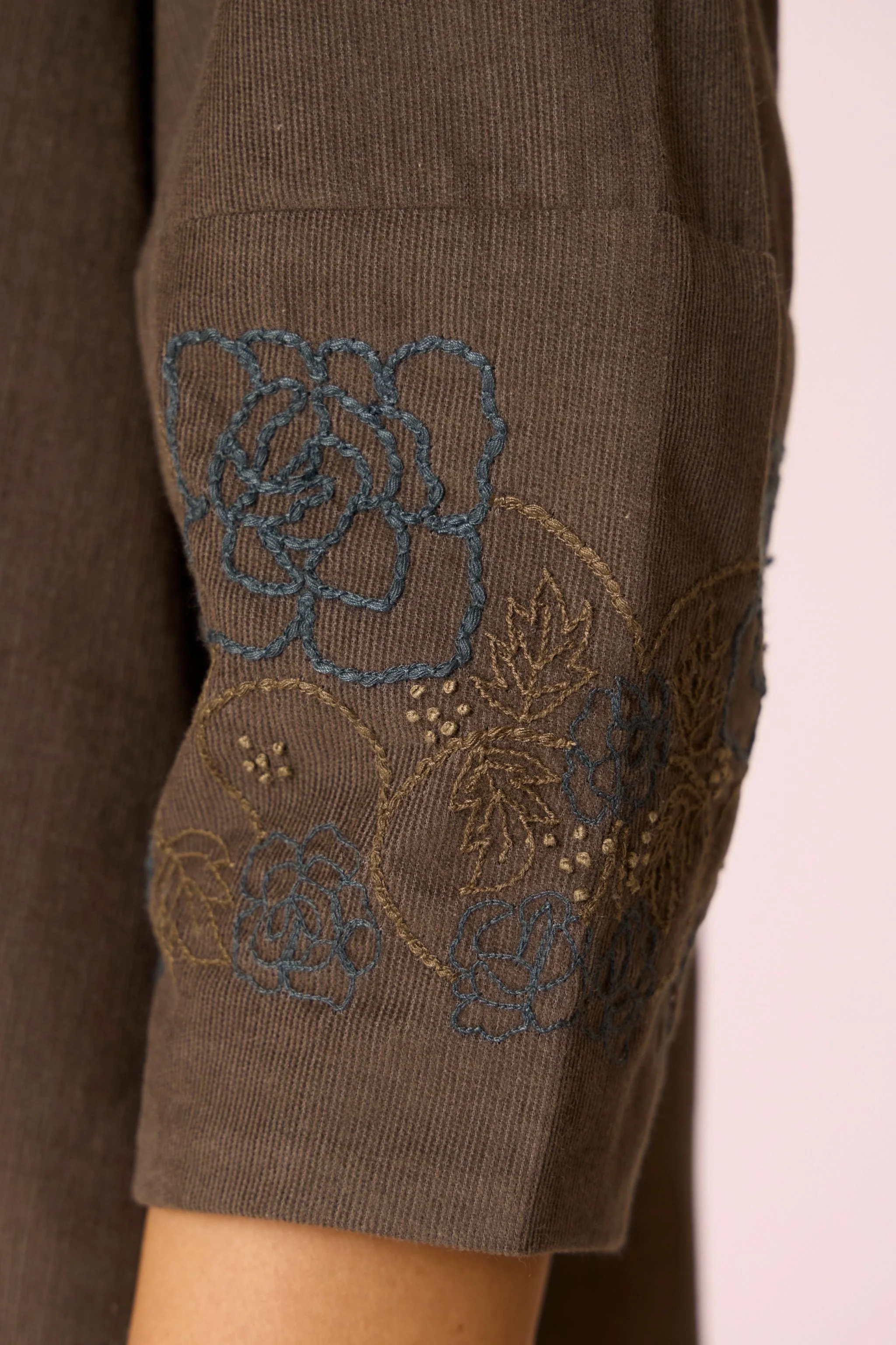 Mir Olive Needlecord Embroidered Dress - Image 8