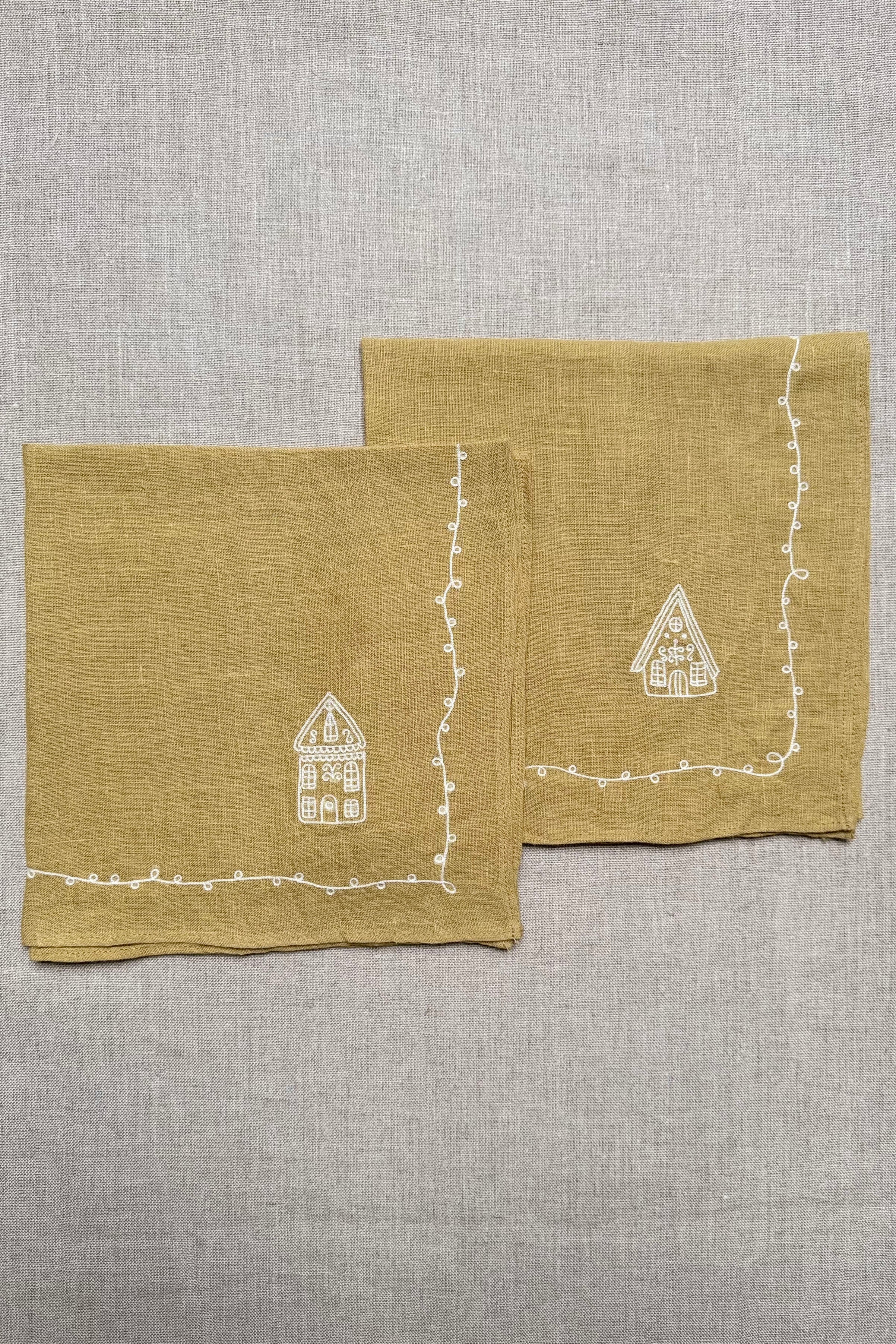 Mustard Linen Napkins - Set of 2 - Image 2