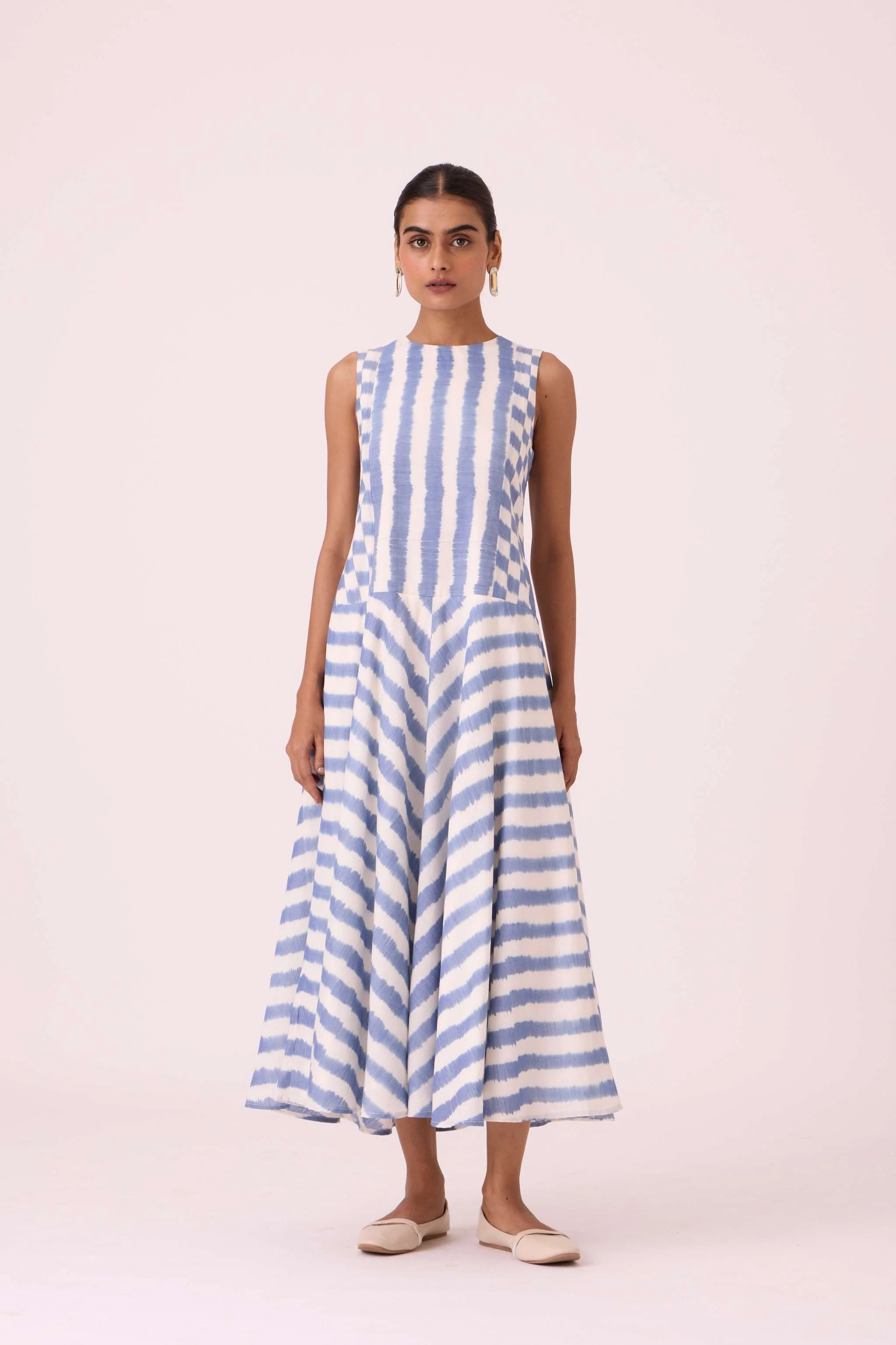Myshkin Blue Striped Ikat Dress - Image 10