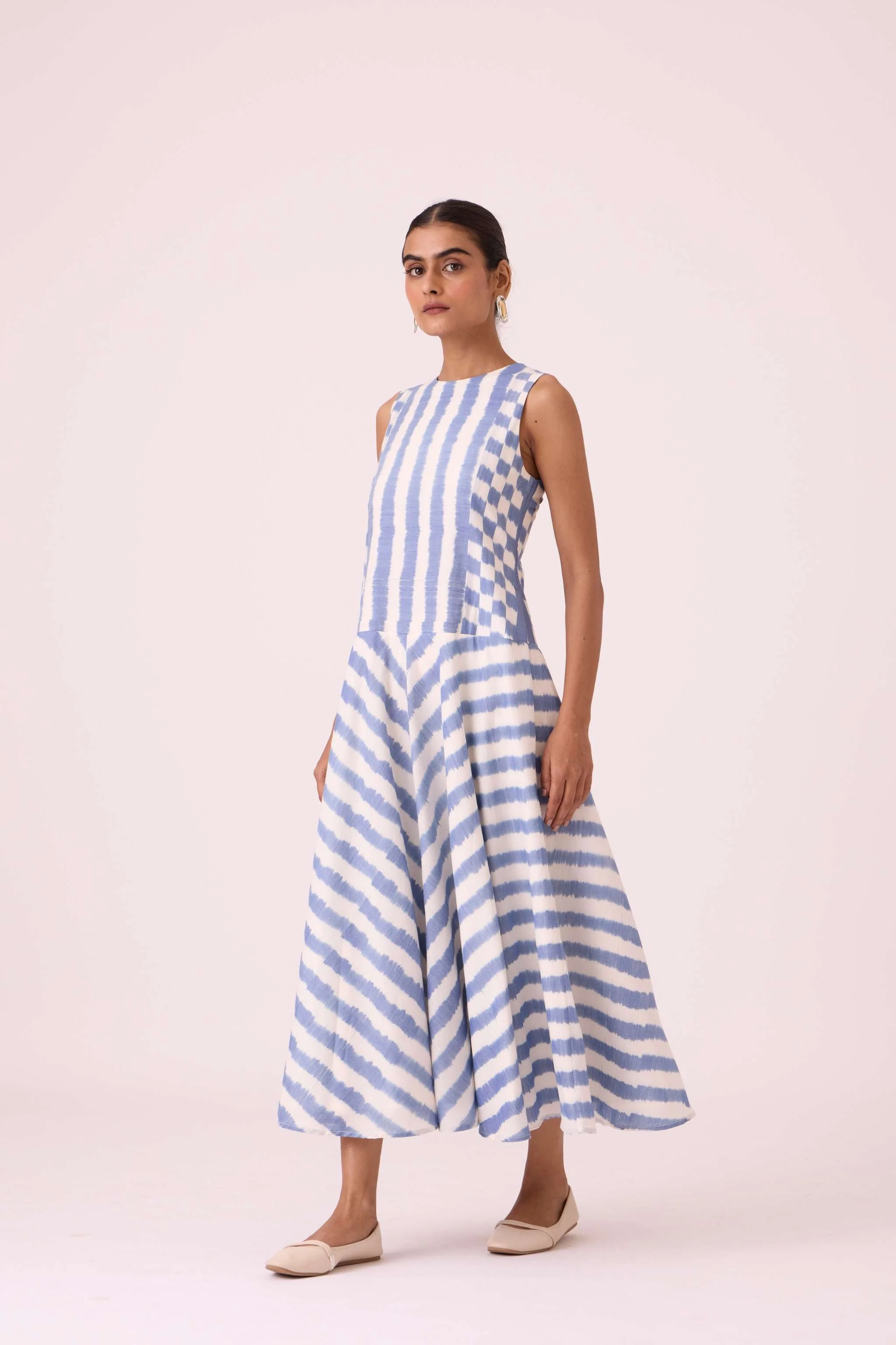 Myshkin Blue Striped Ikat Dress - Image 11