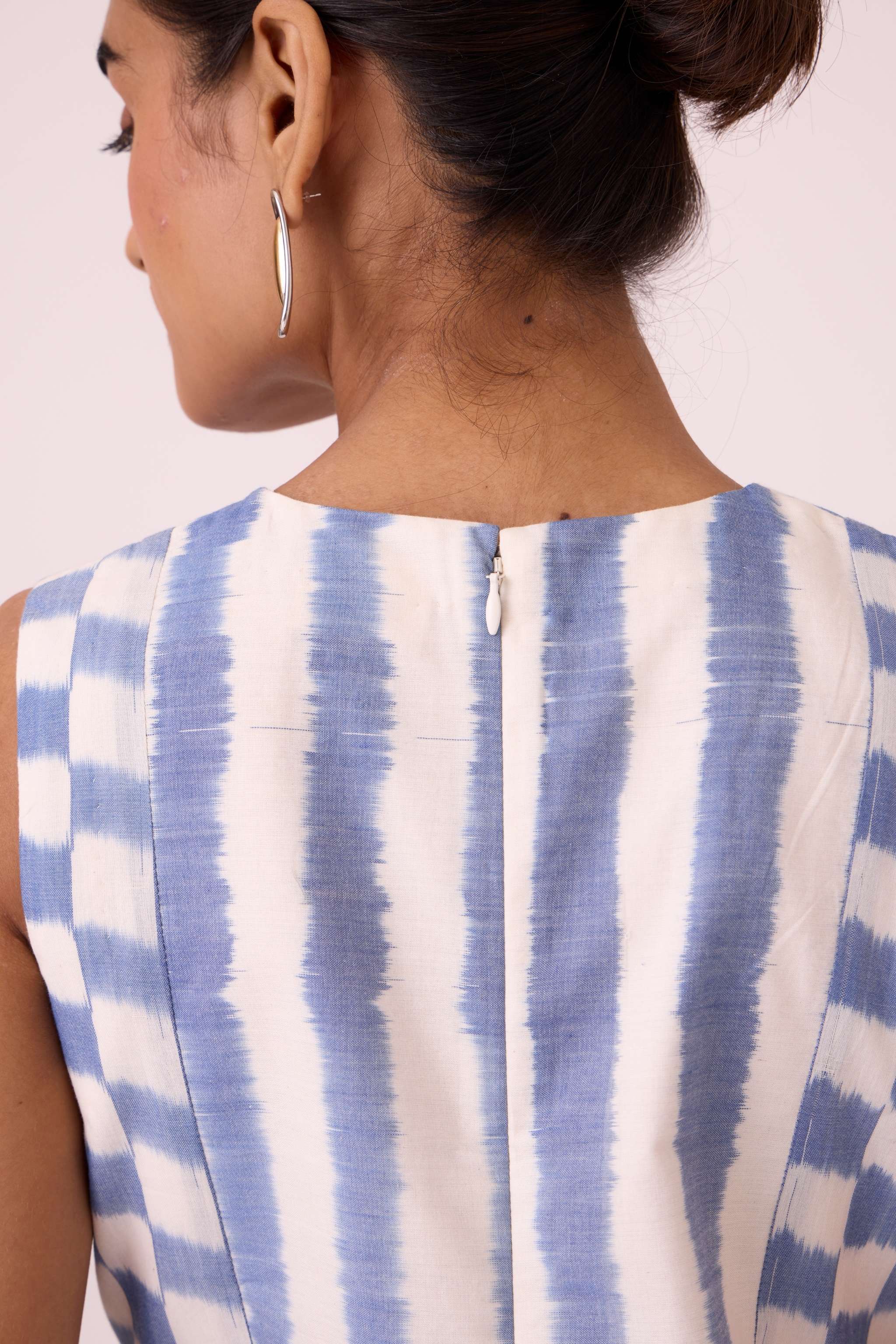 Myshkin Blue Striped Ikat Dress - Image 13