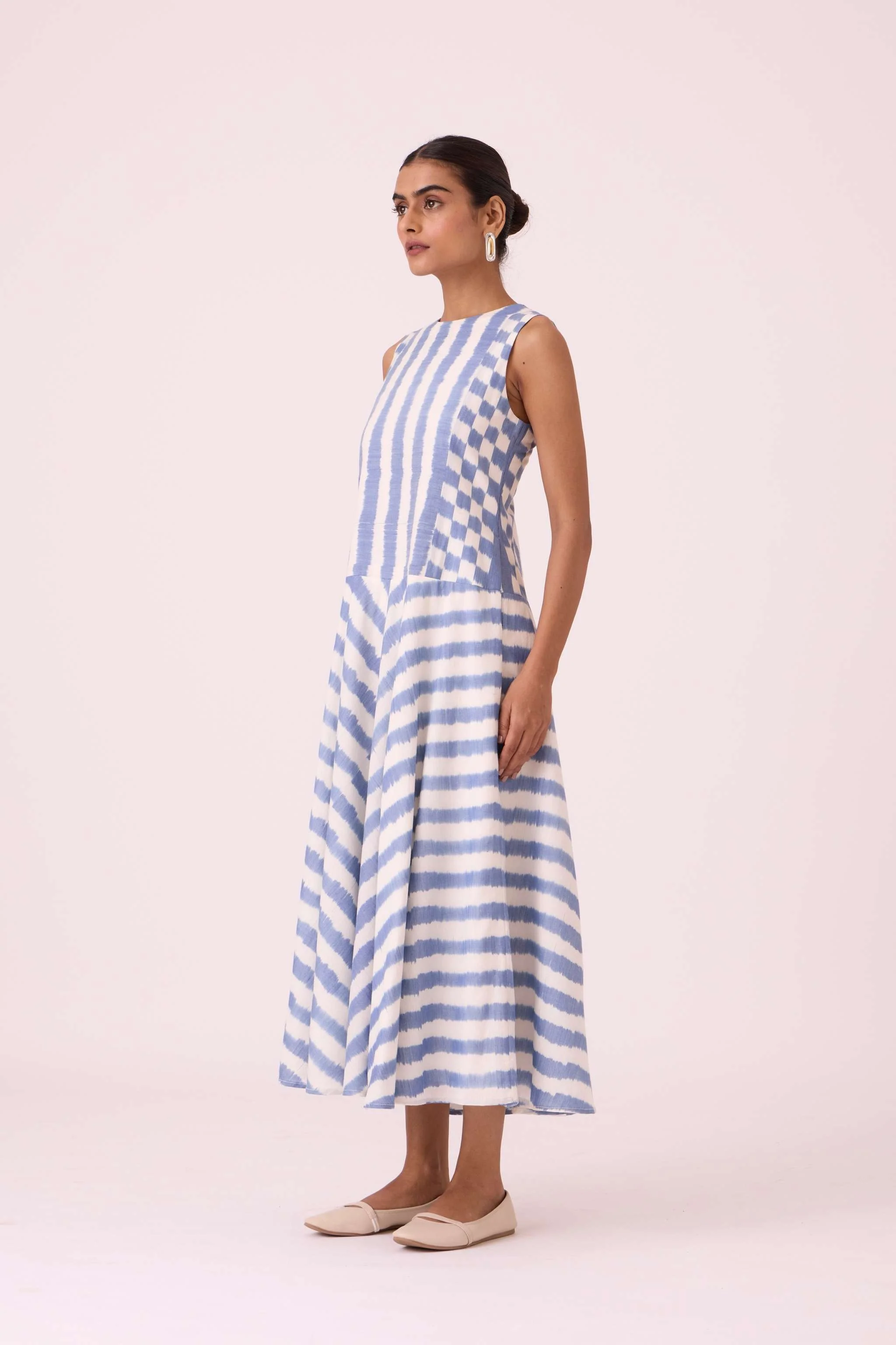 Myshkin Blue Striped Ikat Dress - Image 2