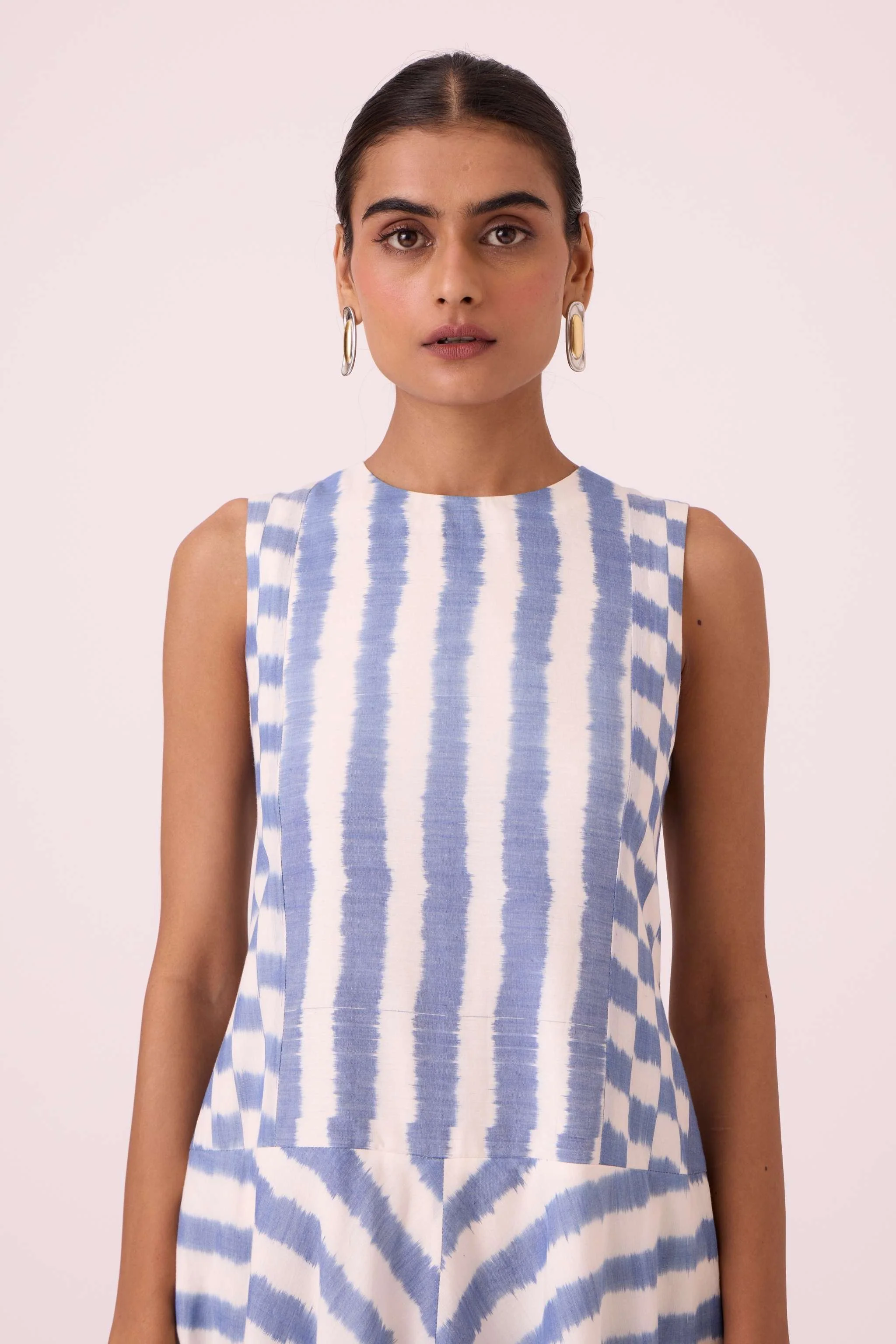 Myshkin Blue Striped Ikat Dress - Image 3