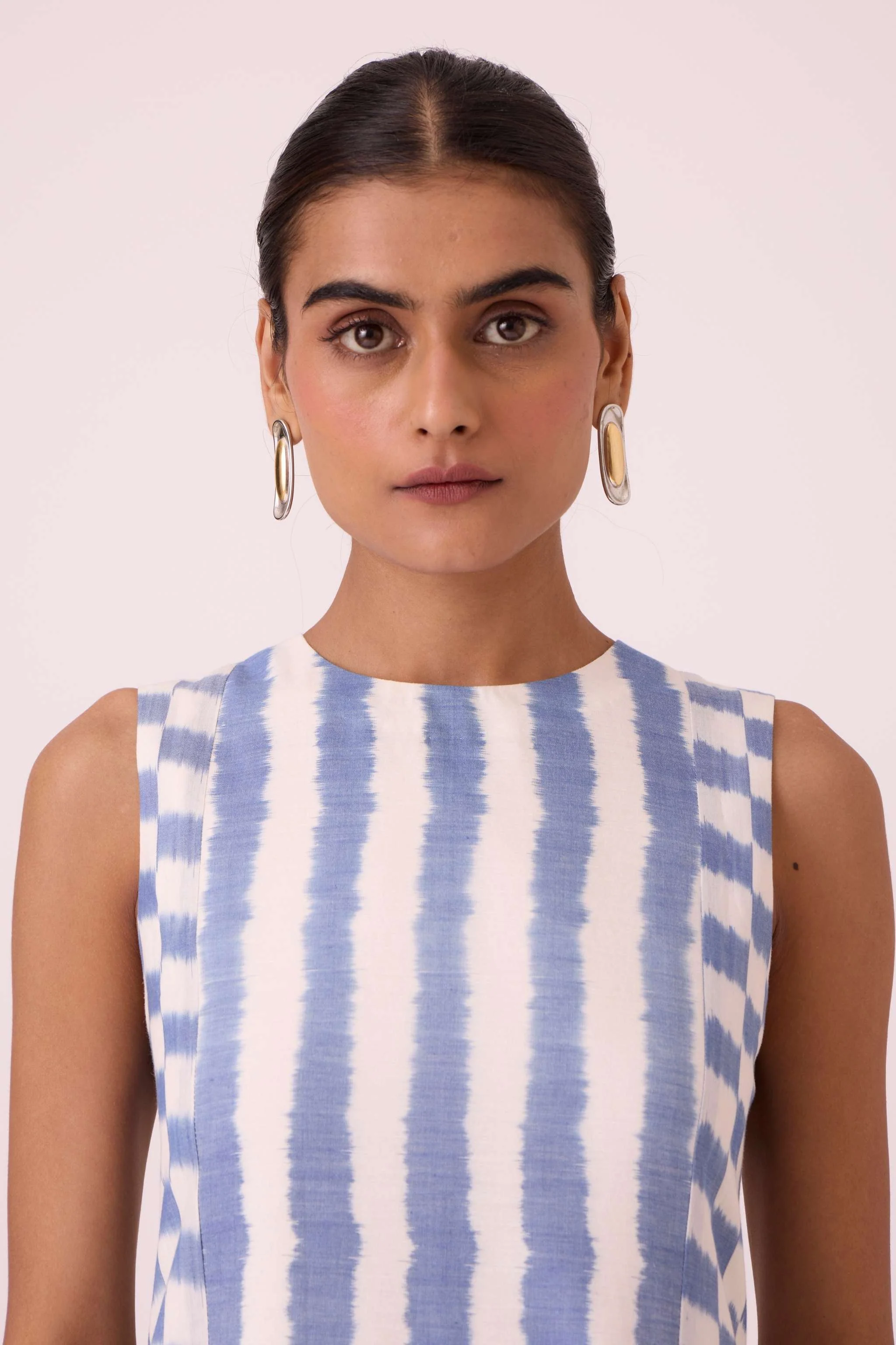 Myshkin Blue Striped Ikat Dress - Image 4