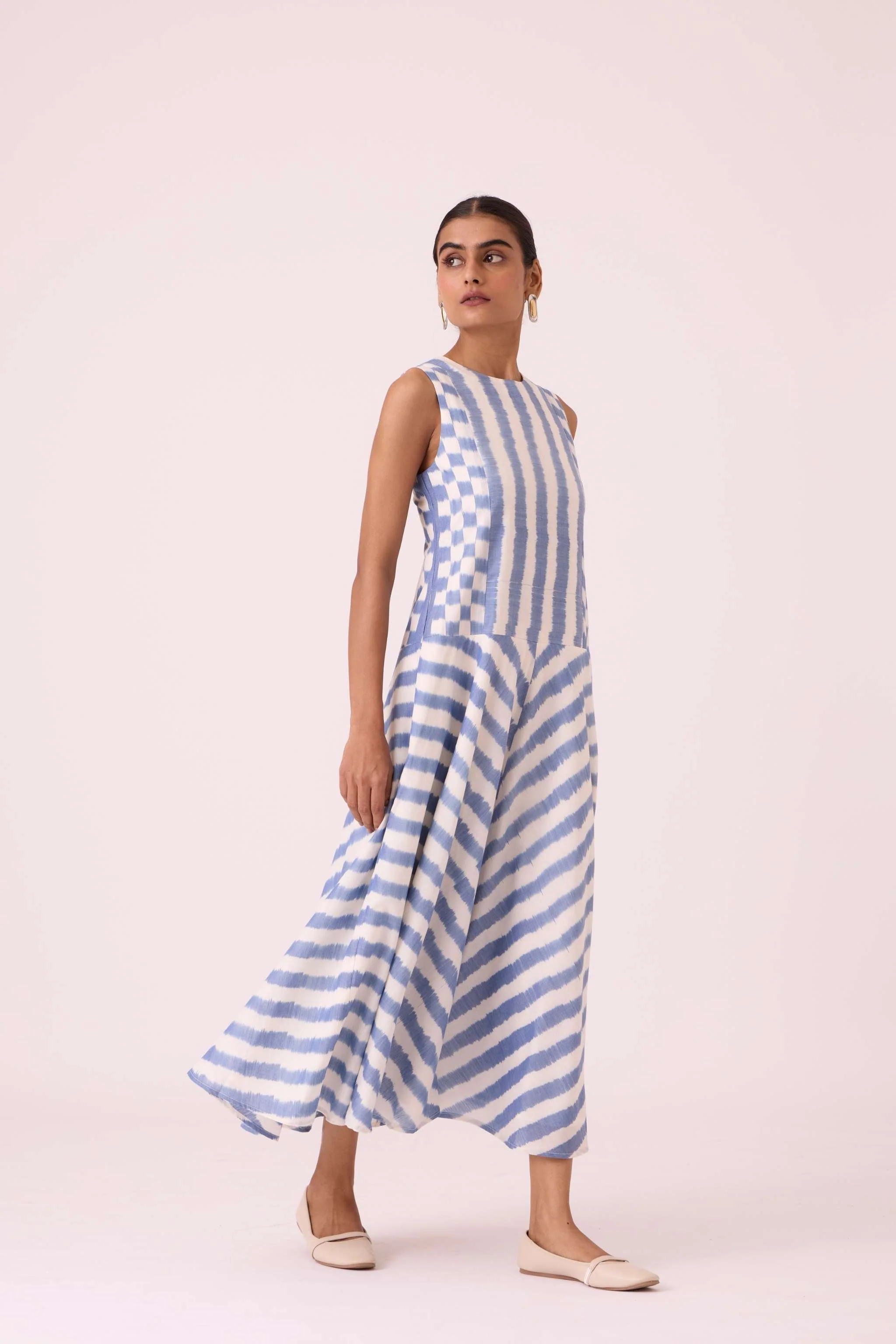 Myshkin Blue Striped Ikat Dress - Image 6