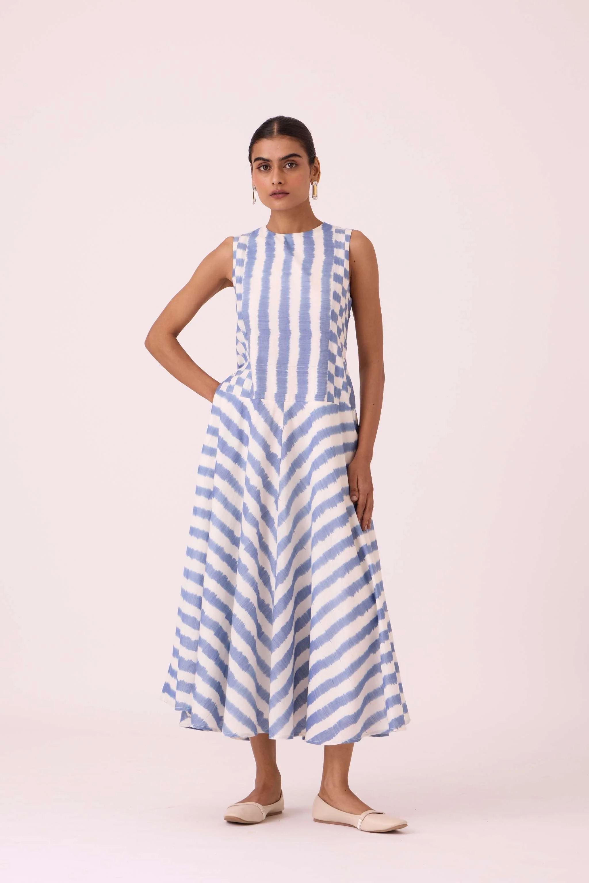 Myshkin Blue Striped Ikat Dress - Image 7