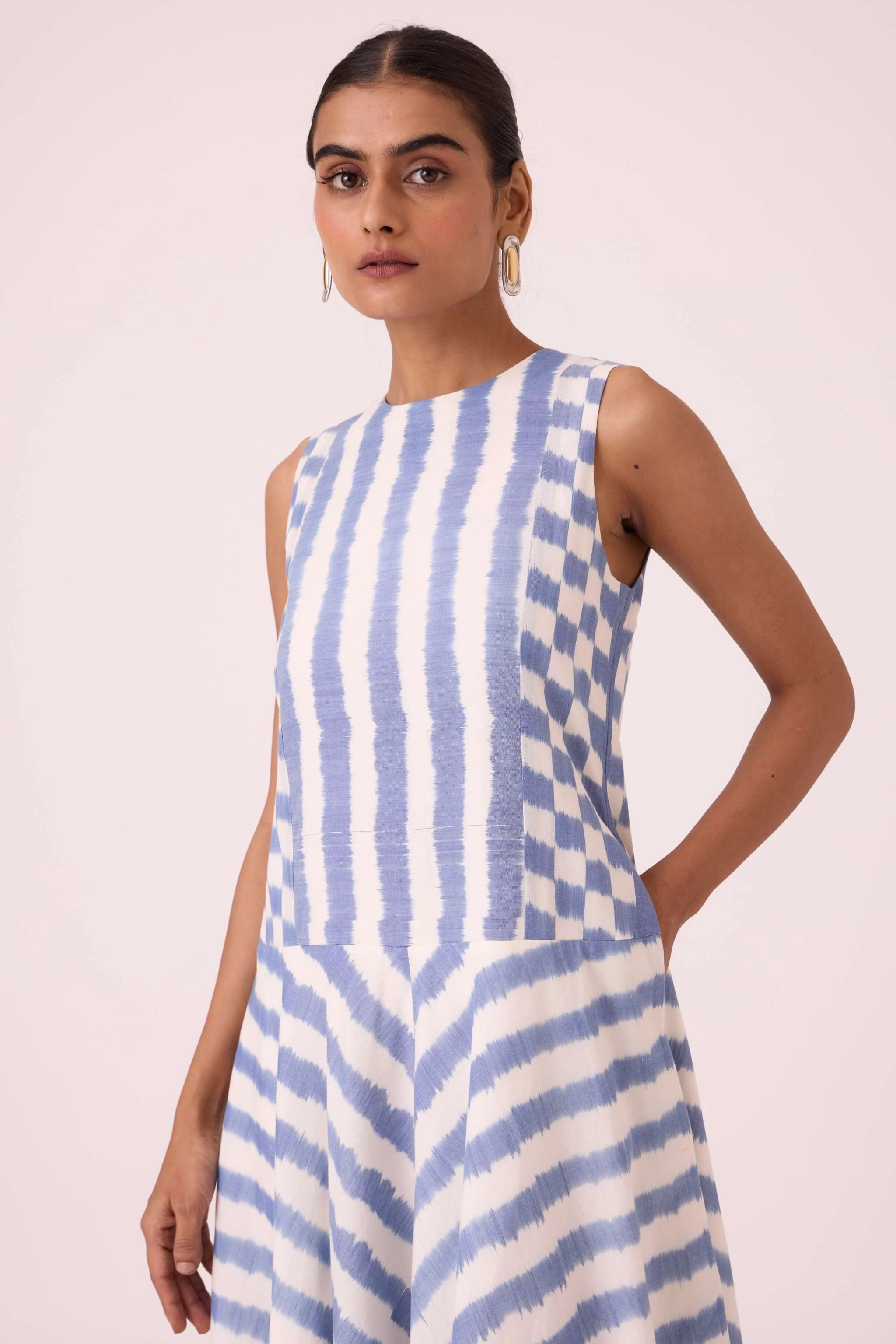 Myshkin Blue Striped Ikat Dress - Image 8