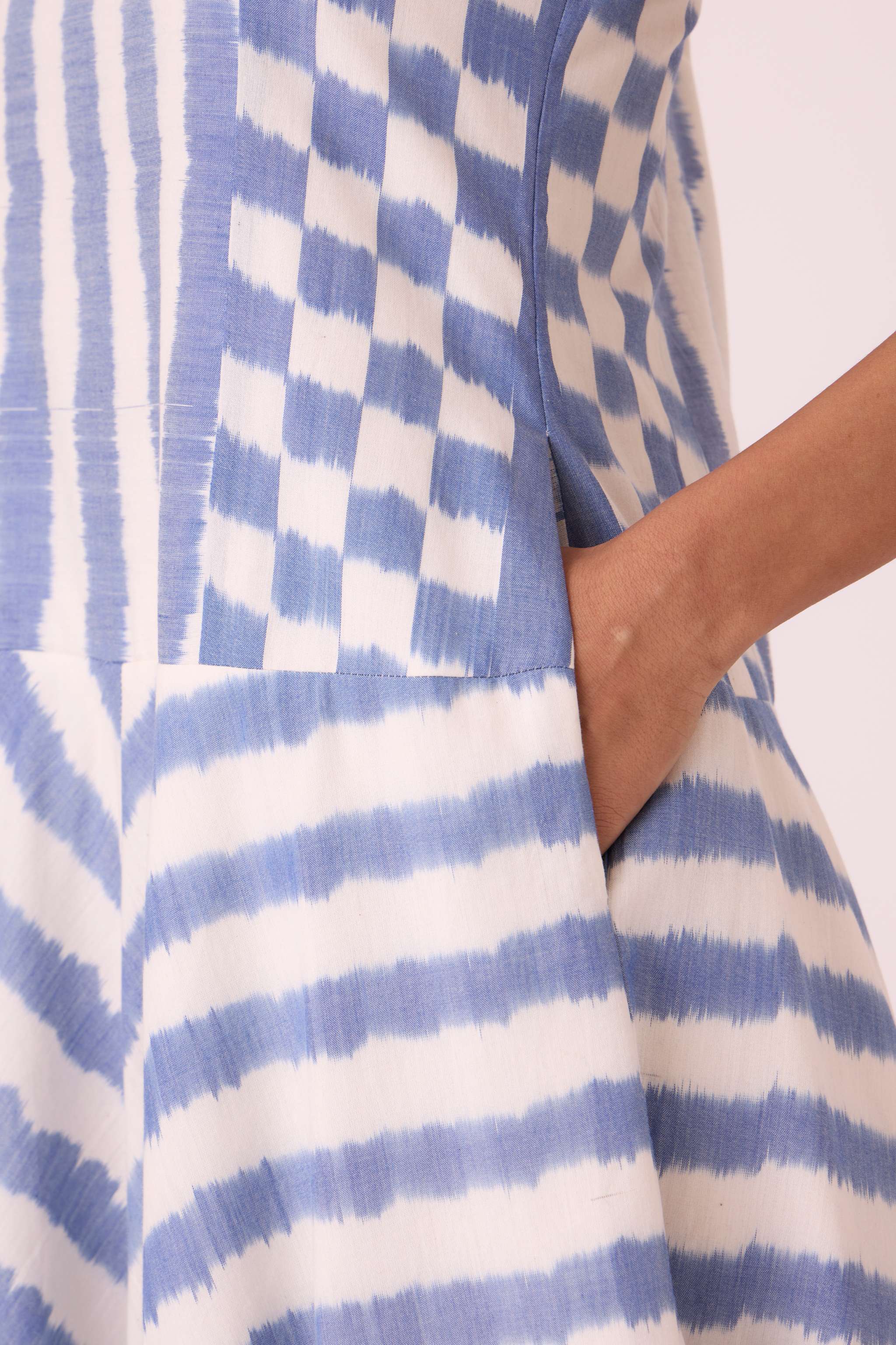 Myshkin Blue Striped Ikat Dress - Image 9