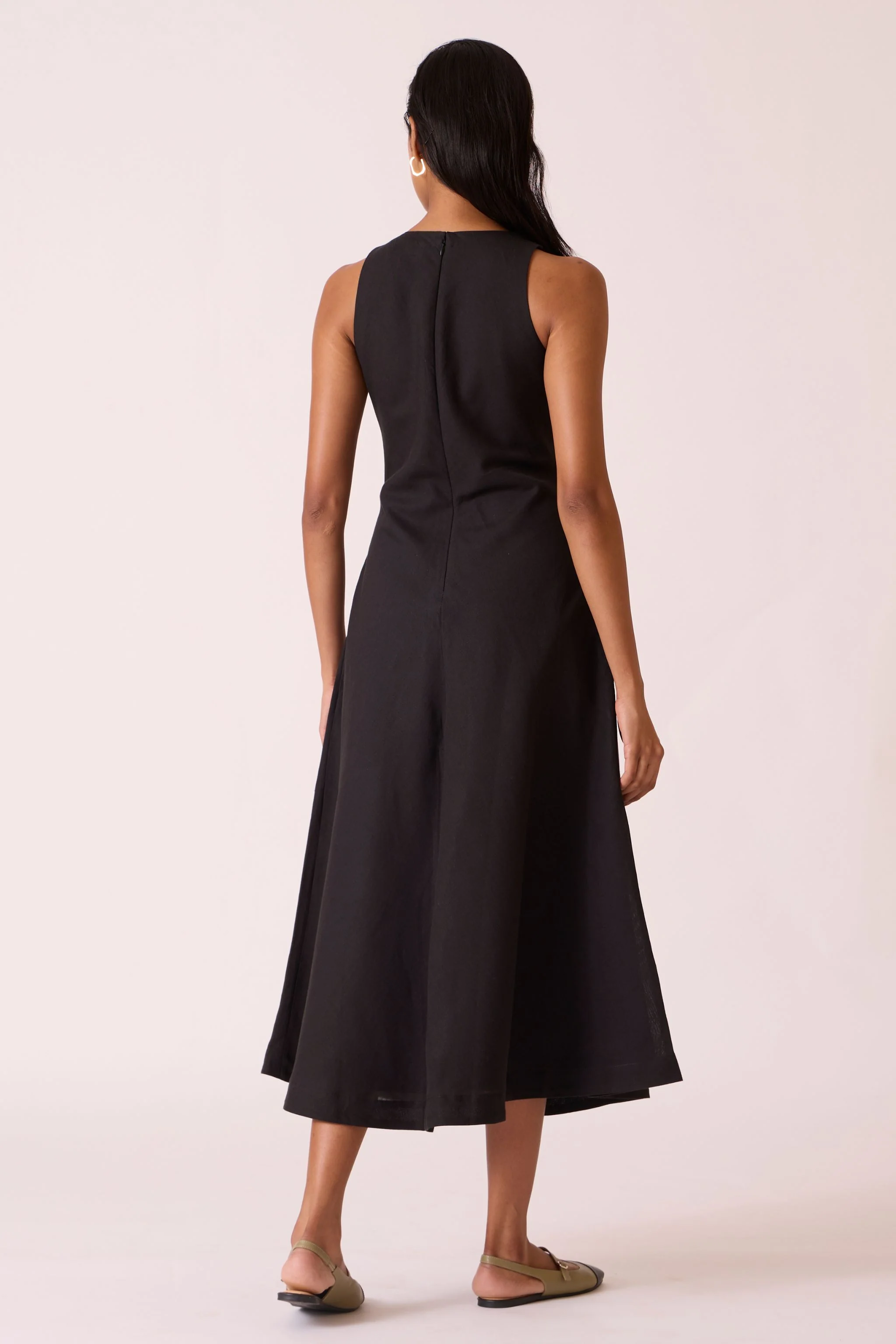 Naomi Black Linen Cotton Dress - Image 7