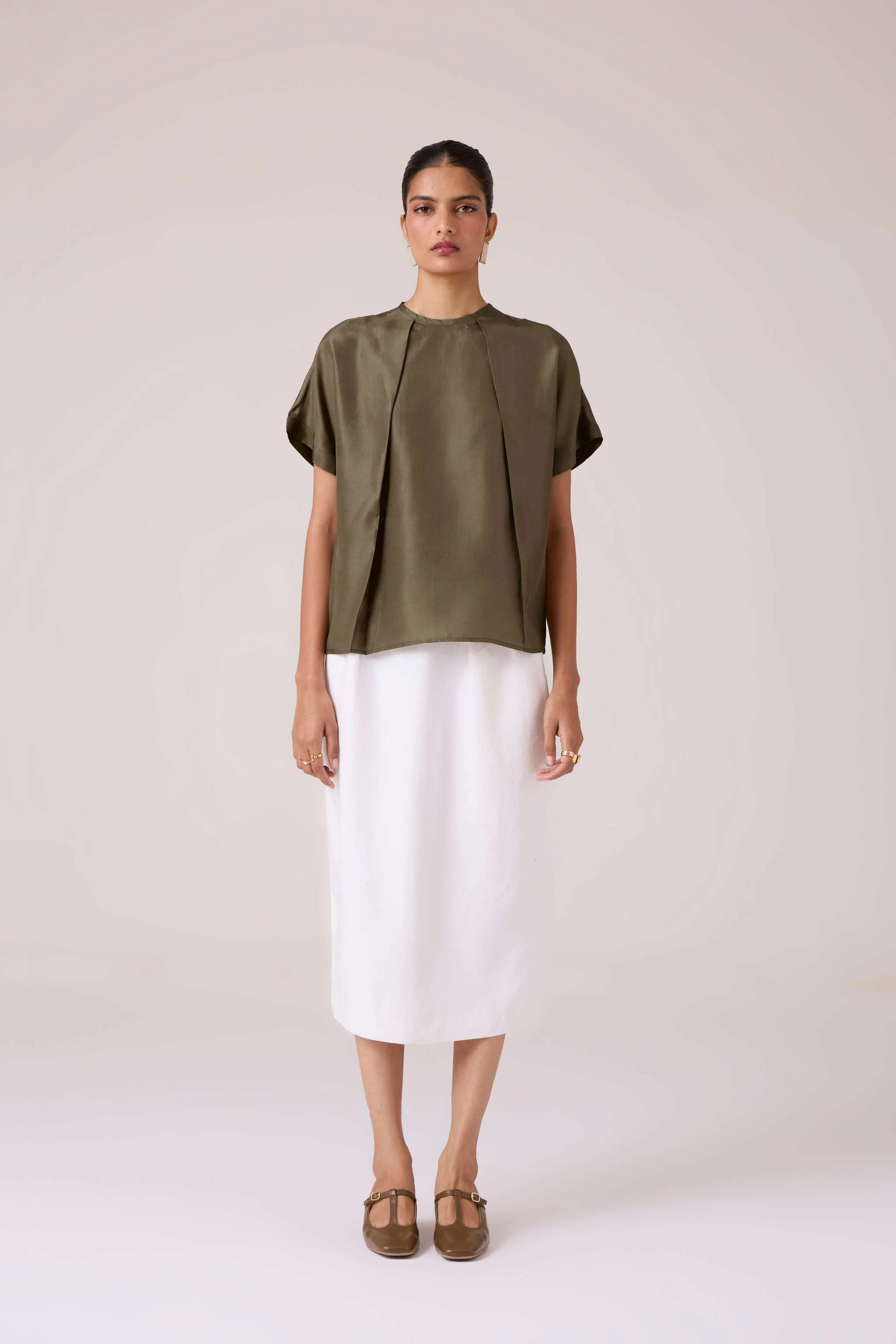 Pam Olive Silk Top - Image 4