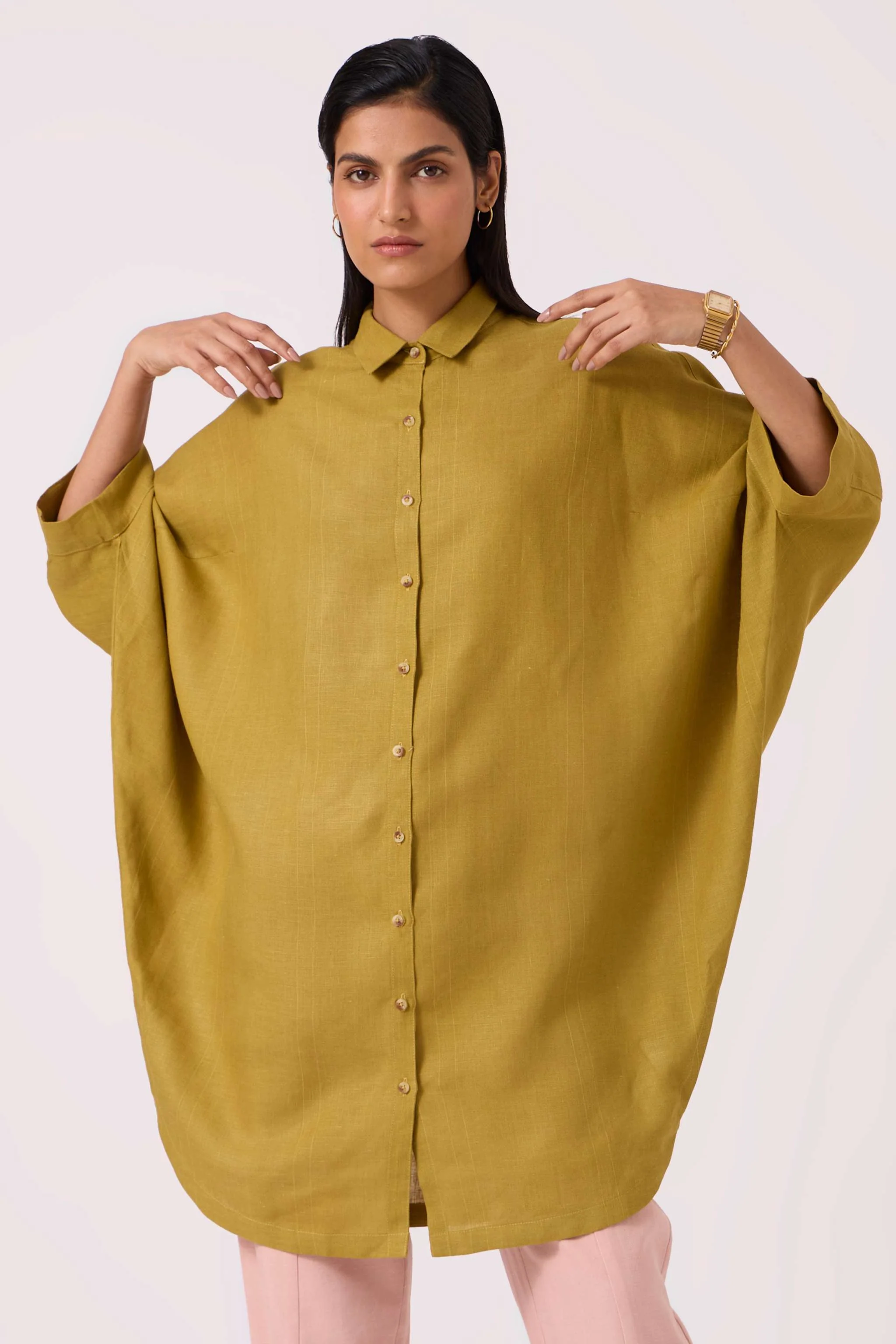 Perico Olive Linen Shirt - Image 3