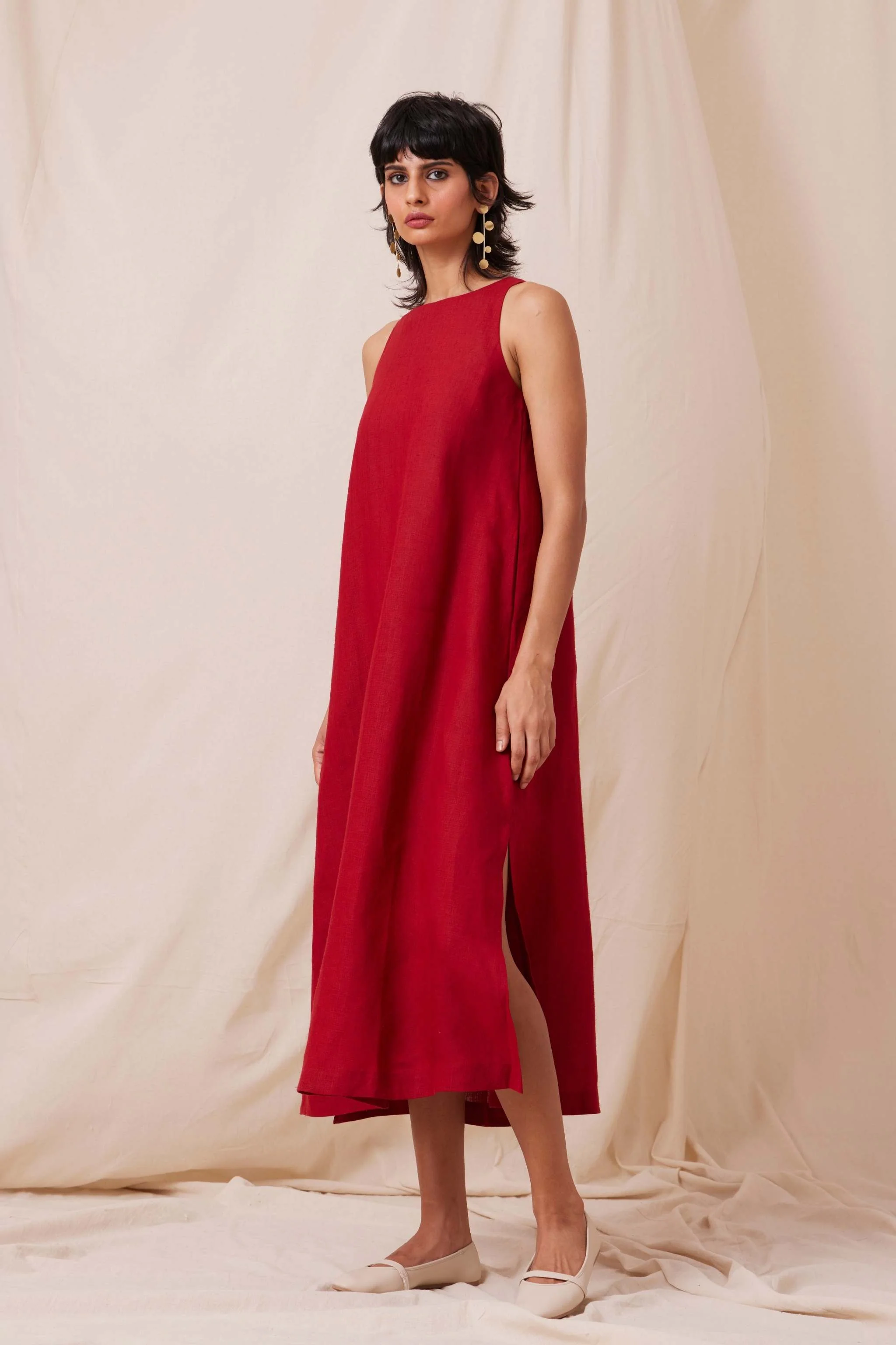 Pippa Red Linen Dress - Image 4