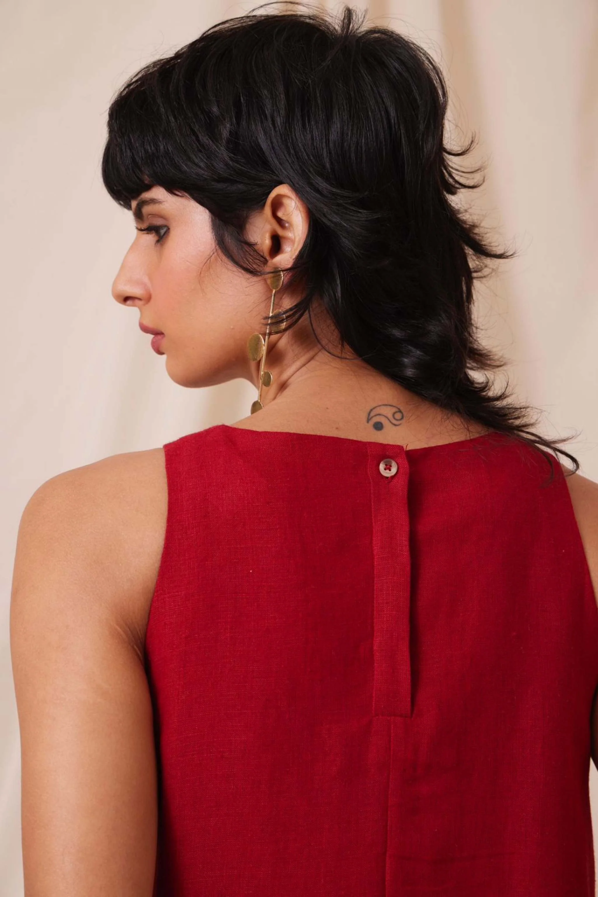 Pippa Red Linen Dress - Image 8