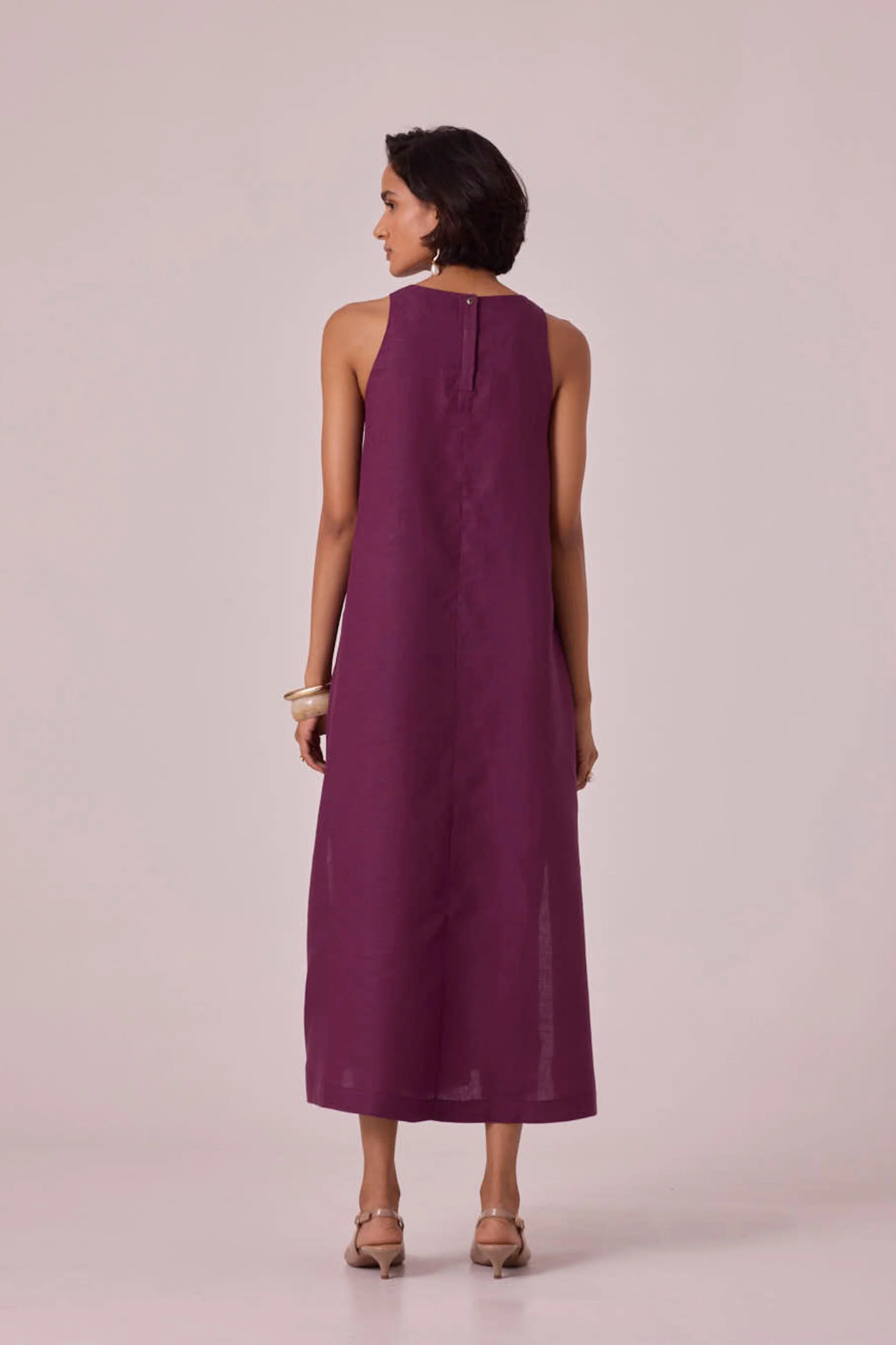 Pippa Purple Linen Midi Dress - Image 10